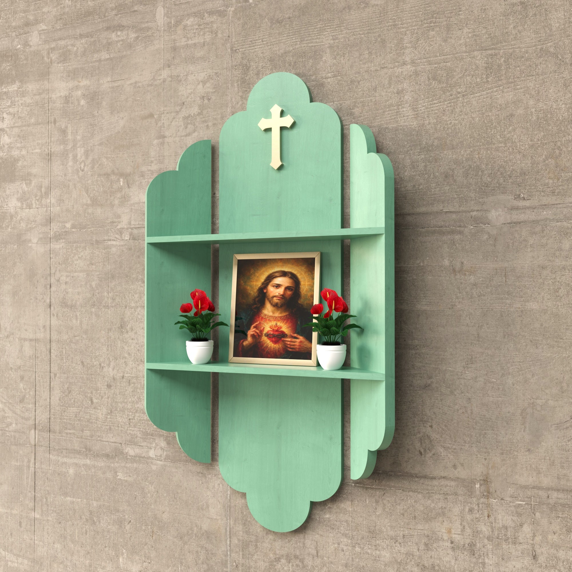 Wall Altar Shelf with Dual Display Levels Altar