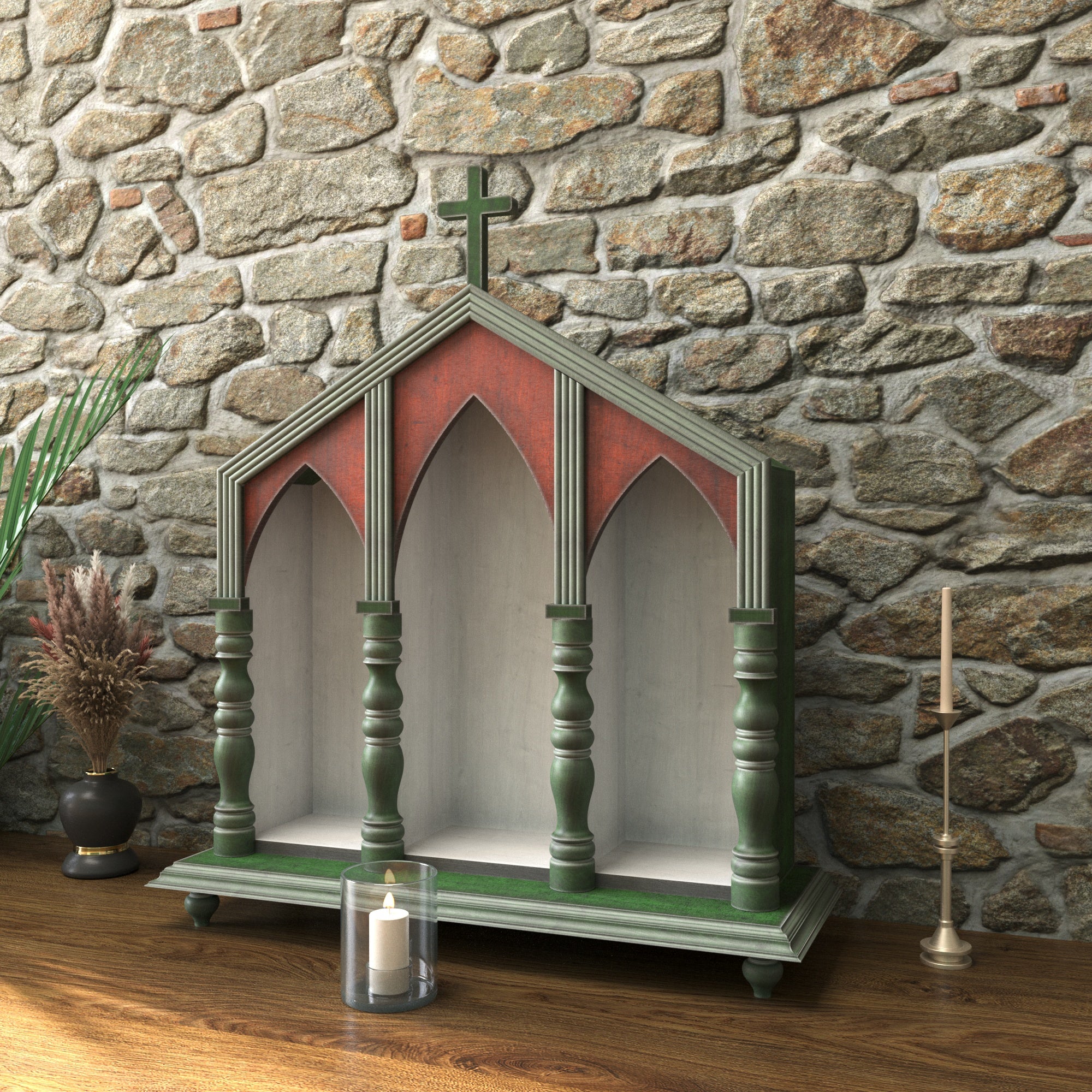 Handcrafted Gothic Church Altar Shelf Altar