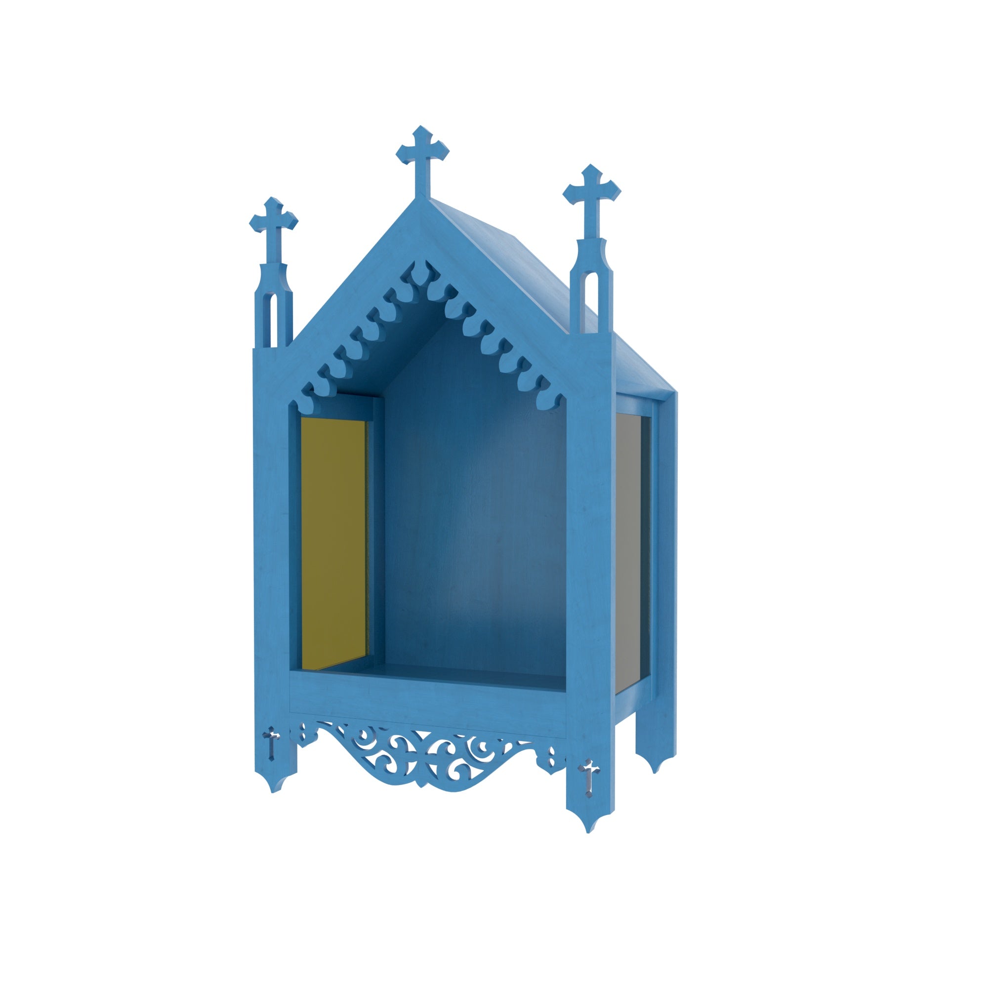 Handcrafted Gothic Chapel Altar Box with Cross Finials Altar