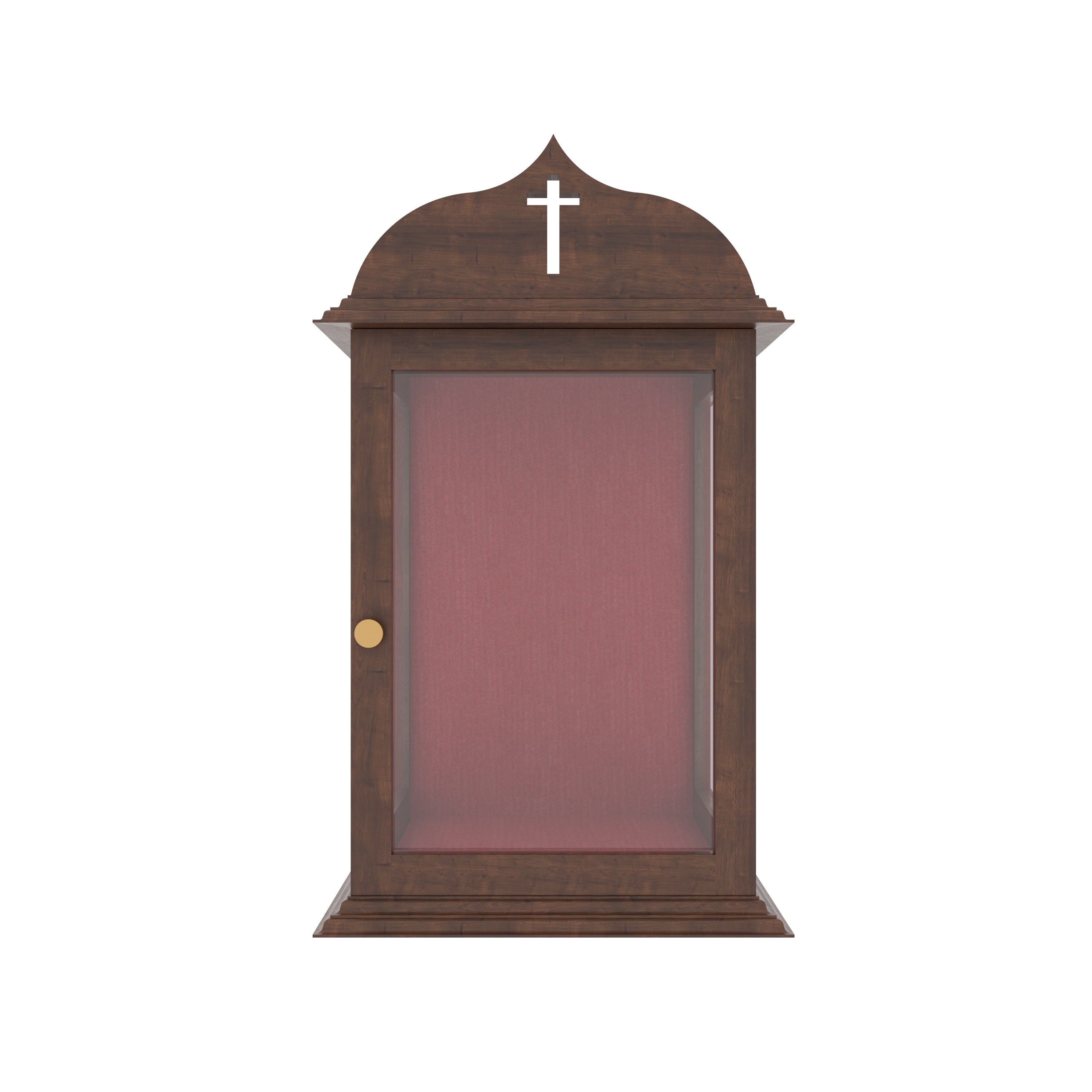 Handcrafted Wooden Chapel Altar Cabinet with Glass Door. Altar