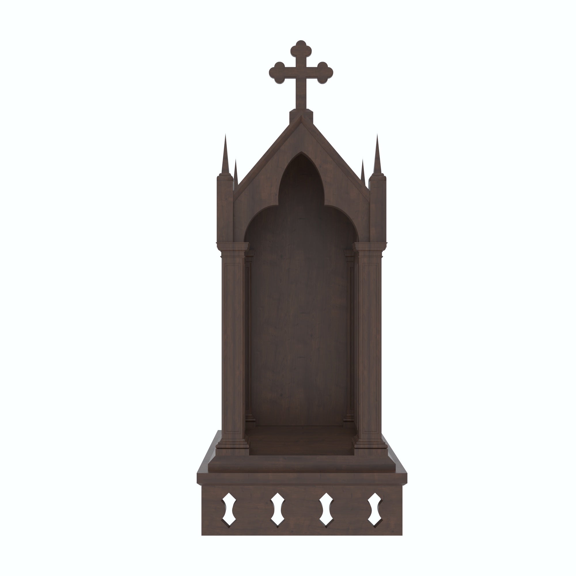 Handcrafted Gothic Cathedral Altar Tower with Cross & Spire Finials Altar