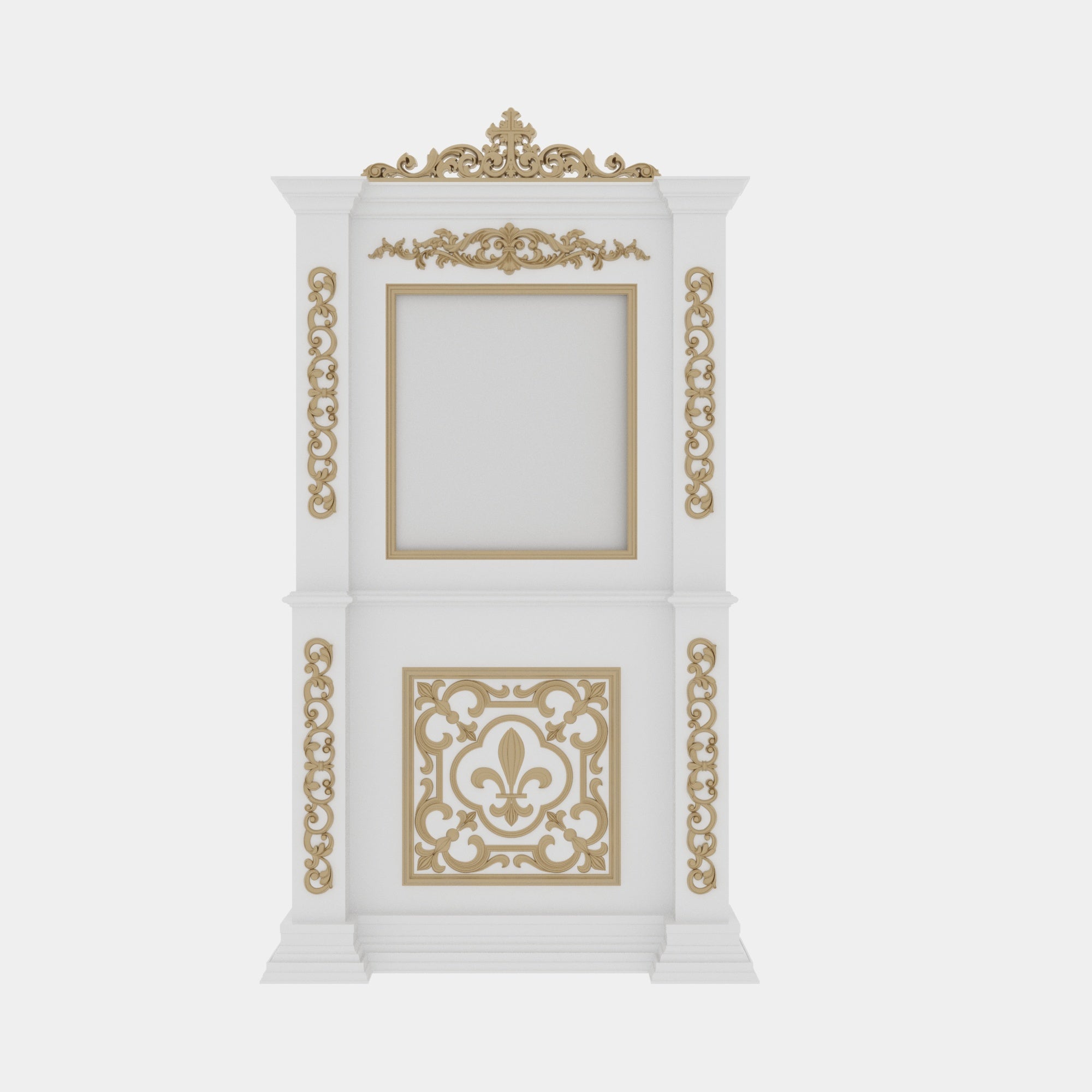 Grand White & Gold Wall Altar with Ornate Carvings Altar