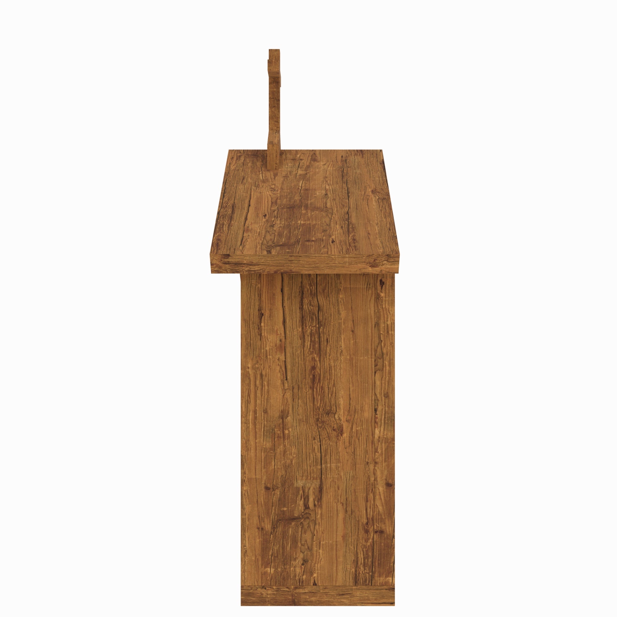 Handcrafted Rustic Wooden Chapel Shrine with Arched Niche & Cross Altar