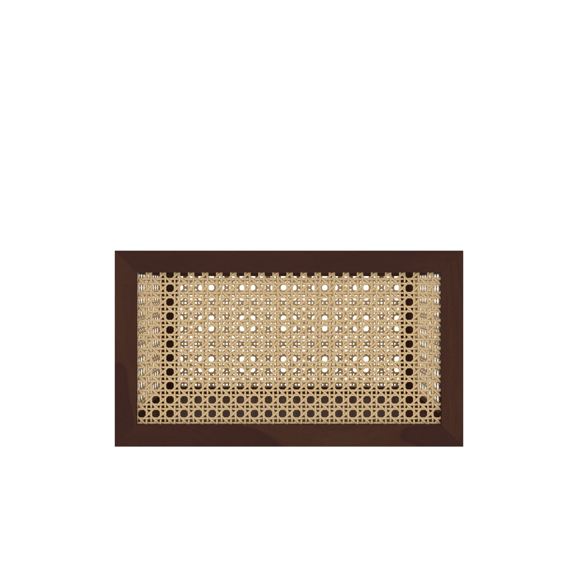 Large Brown Cane Storage Basket - Spacious Organizer with Natural Rattan Webbing Wooden Box