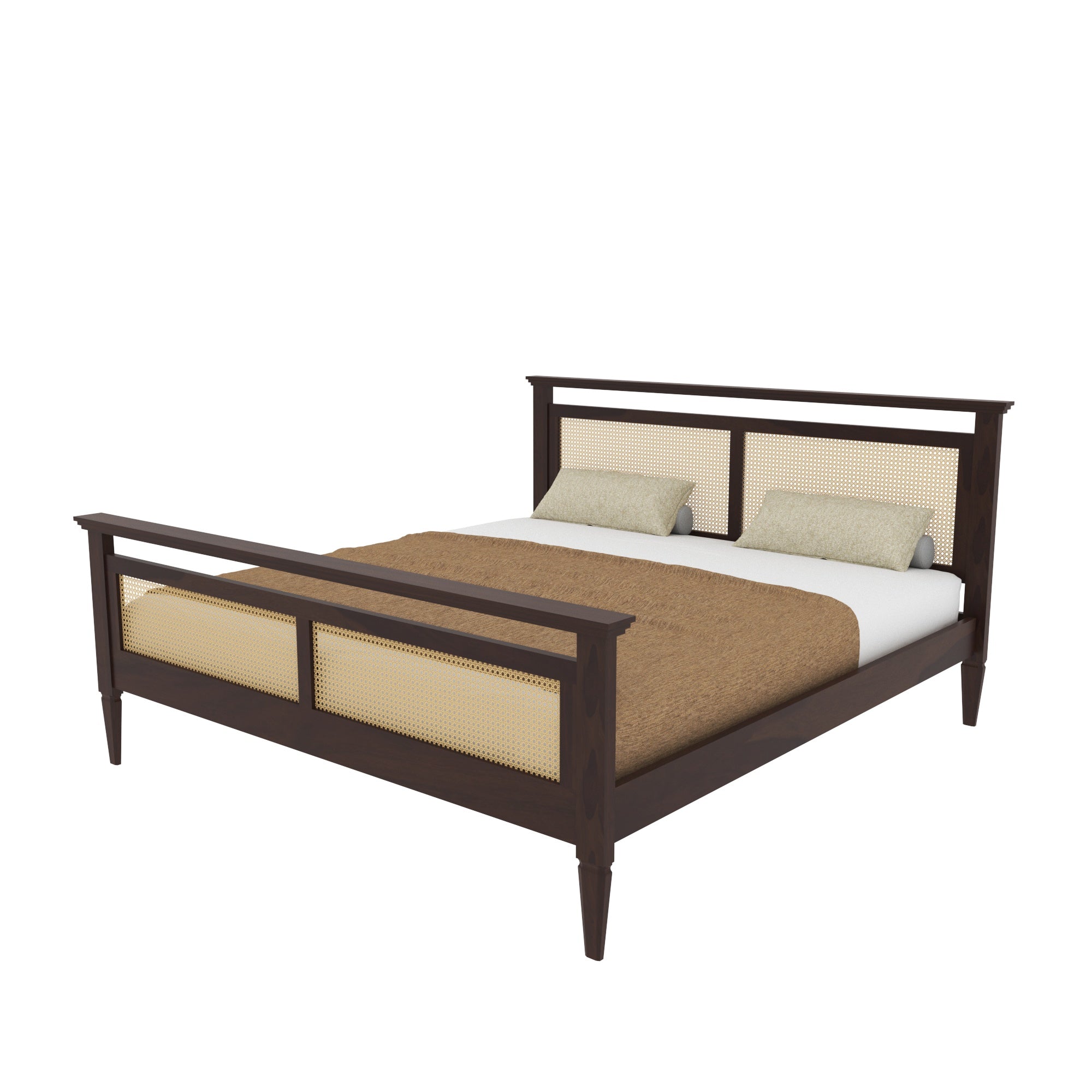 Dual Cane Panel Bed with Horizontal Top Rail Bed