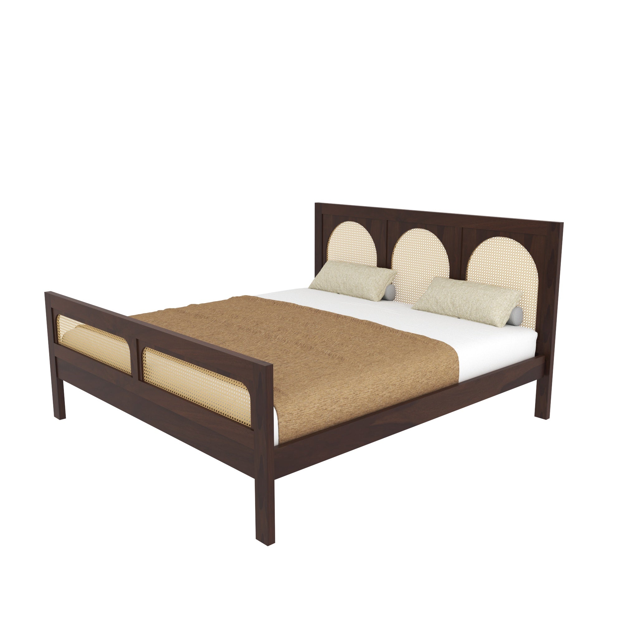 Triple-Arch Cane Panel Bed with Heritage Design Bed