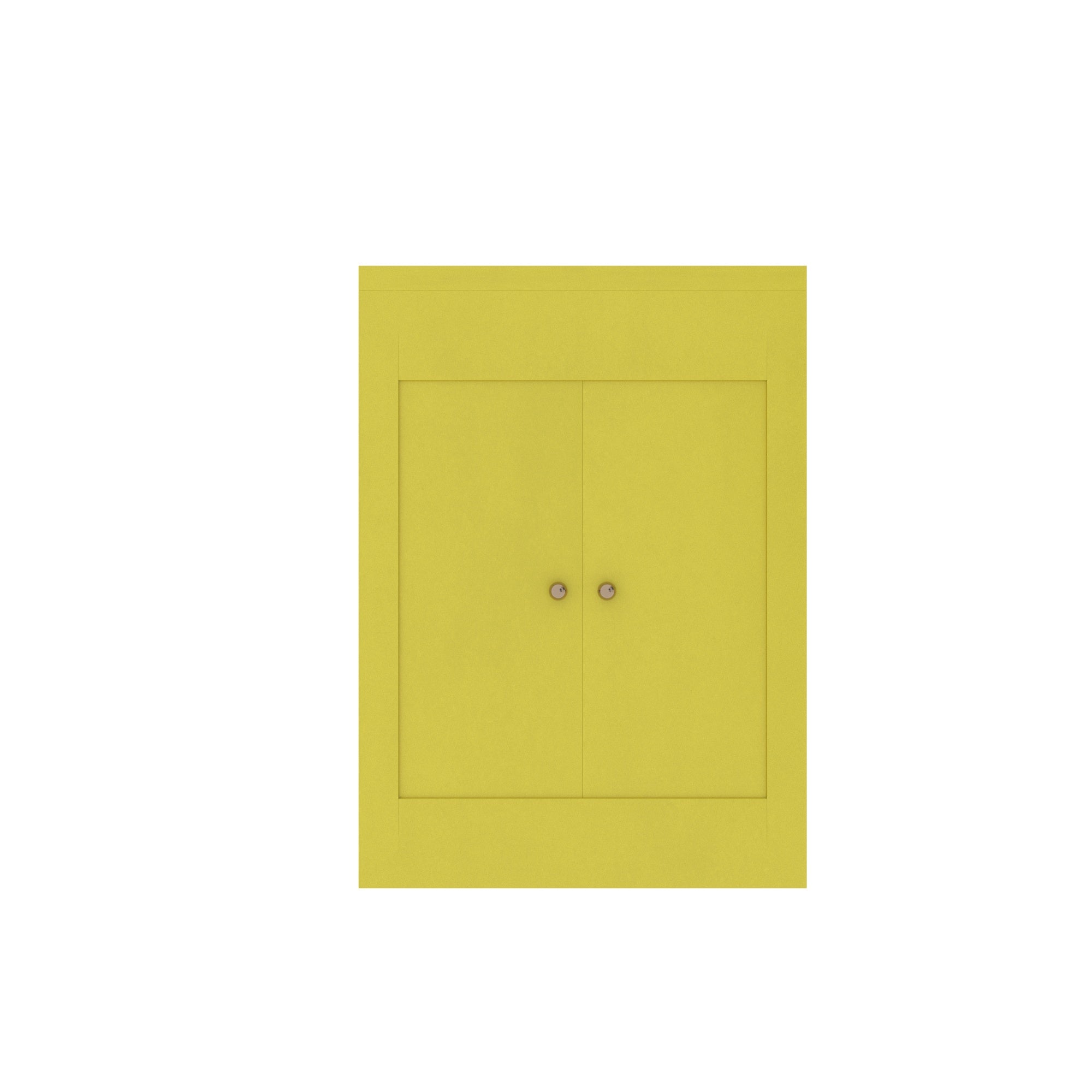 Yellow Cane Cabinet - Modern Storage with Natural Rattan Webbing Wooden Box