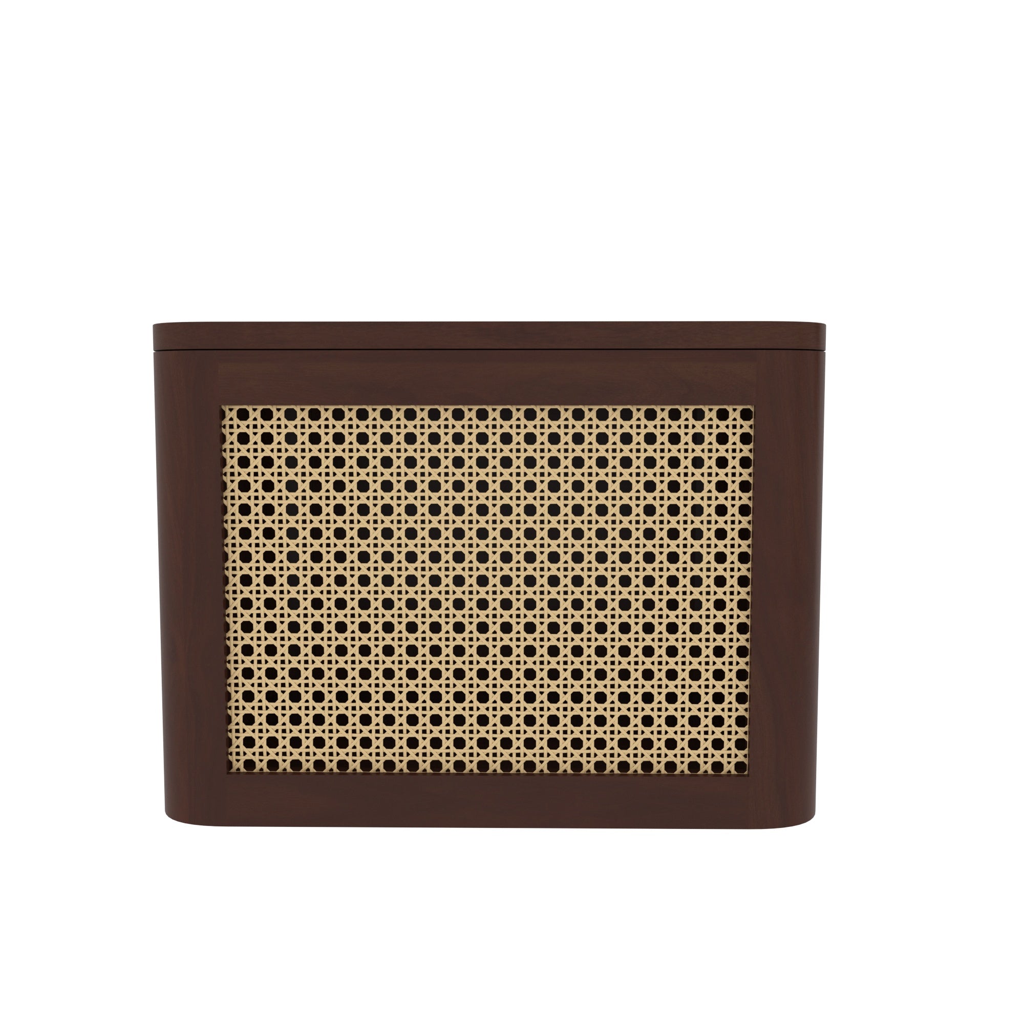 Brown Cane Storage Box - Wooden Storage Container with Natural Rattan Webbing Wooden Box