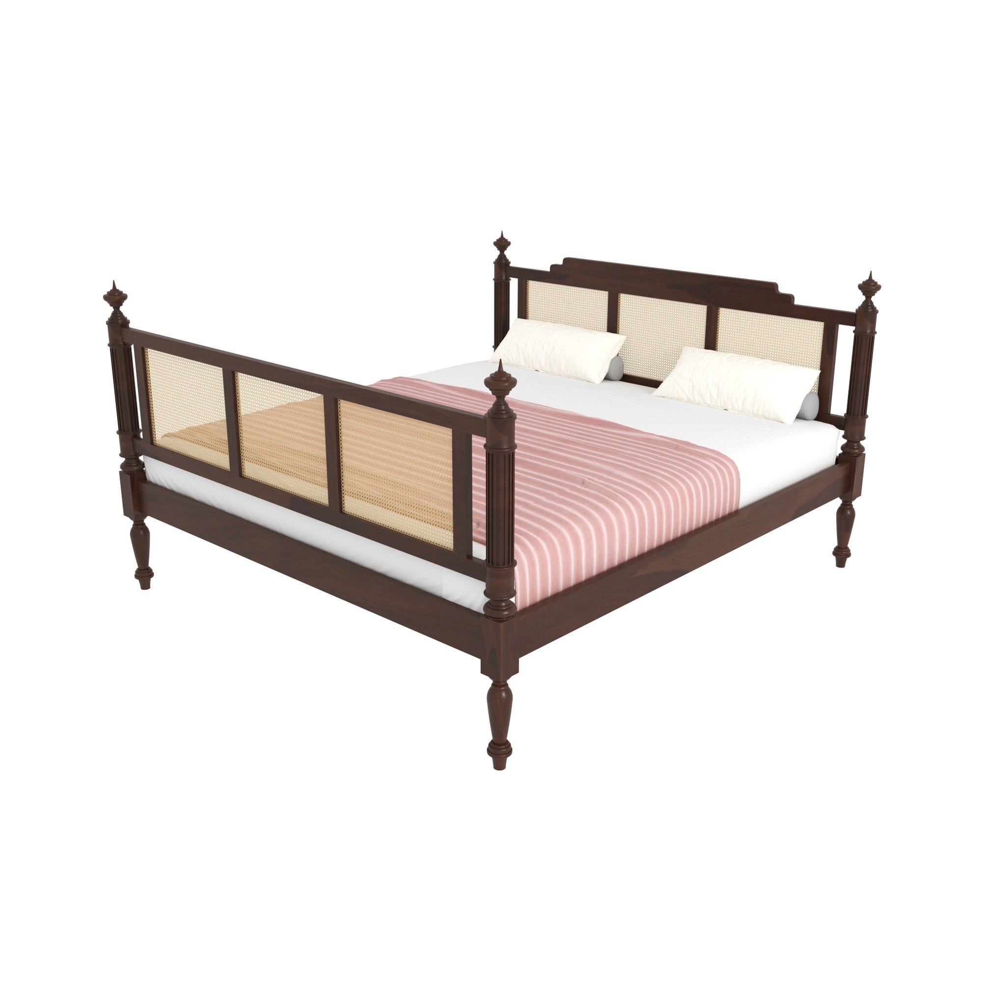 Heritage Cane Panel Bed with Ornate Posts Bed