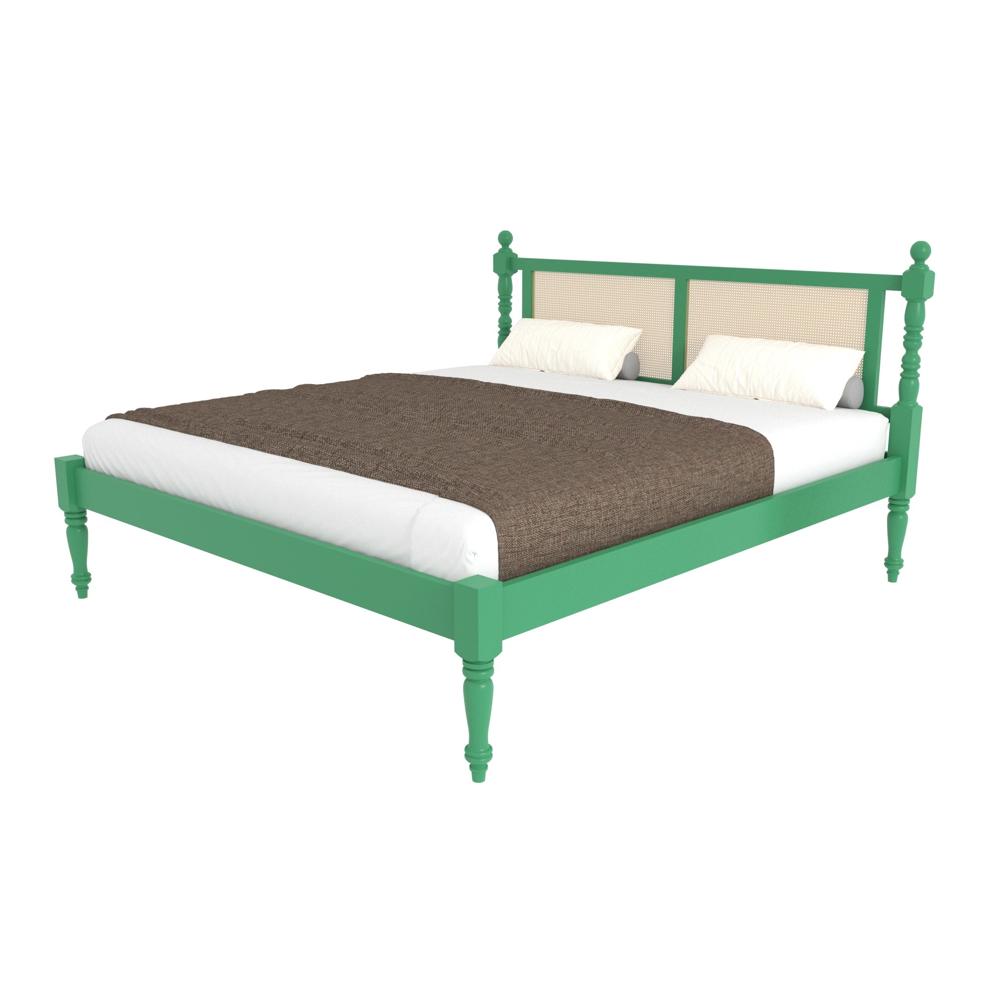 Traditional Cane Panel Bed with Turned Posts Bed