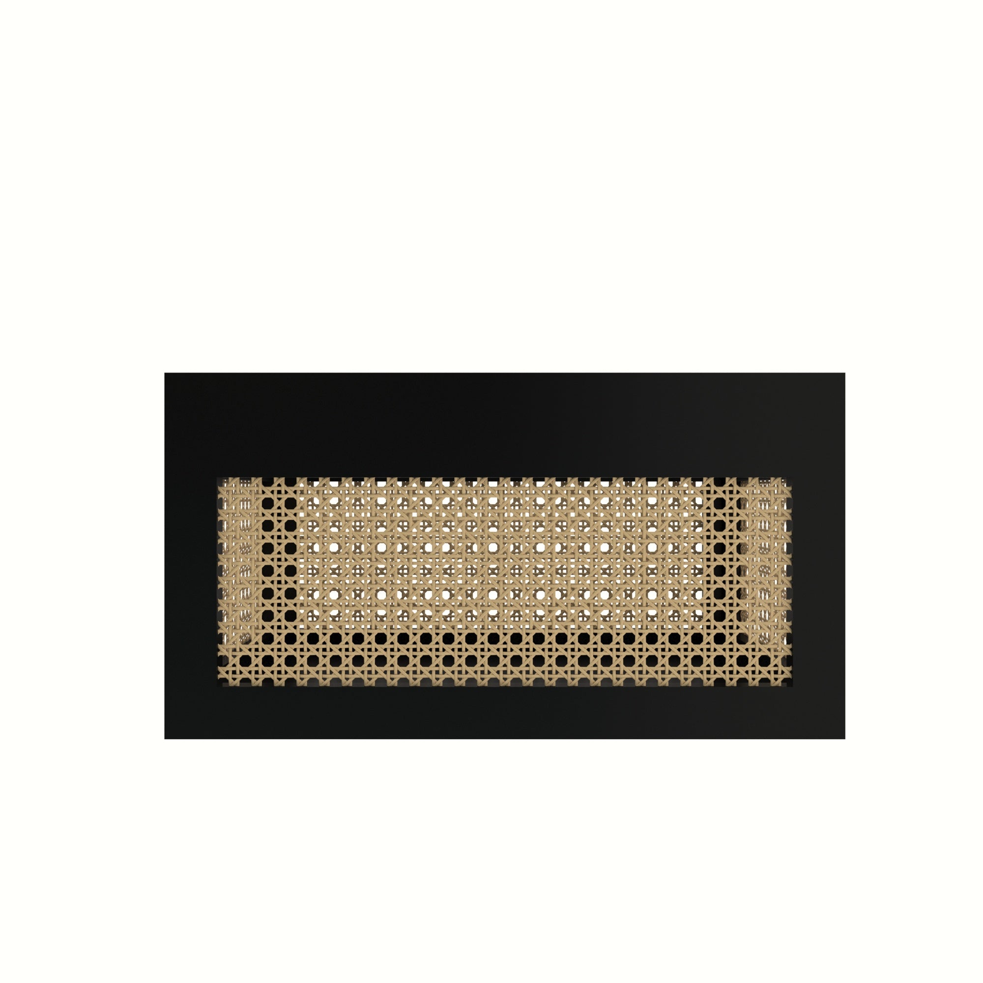 Black Cane Storage Crate - Modern Organizer with Natural Rattan Webbing Wooden Box