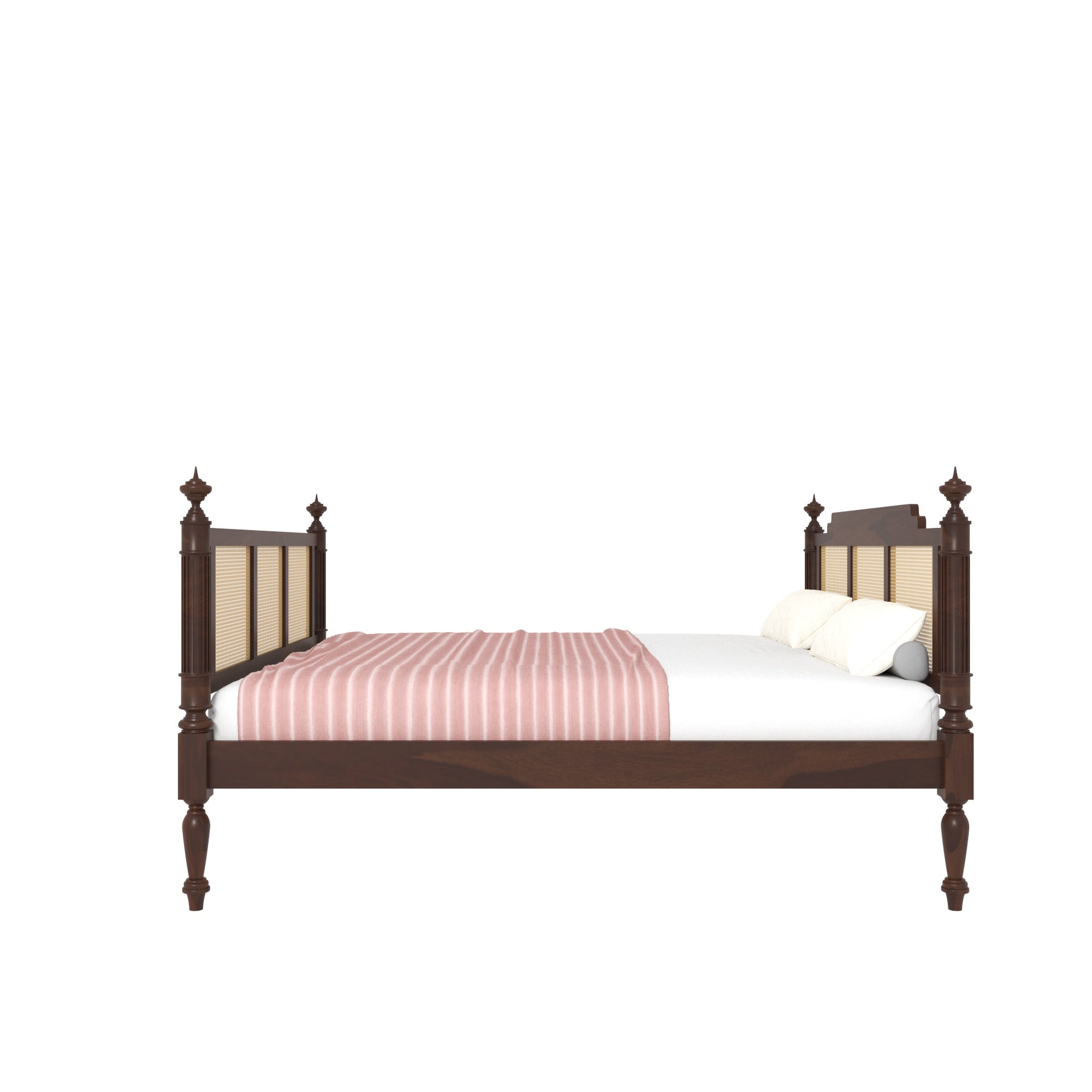 Heritage Cane Panel Bed with Ornate Posts Bed