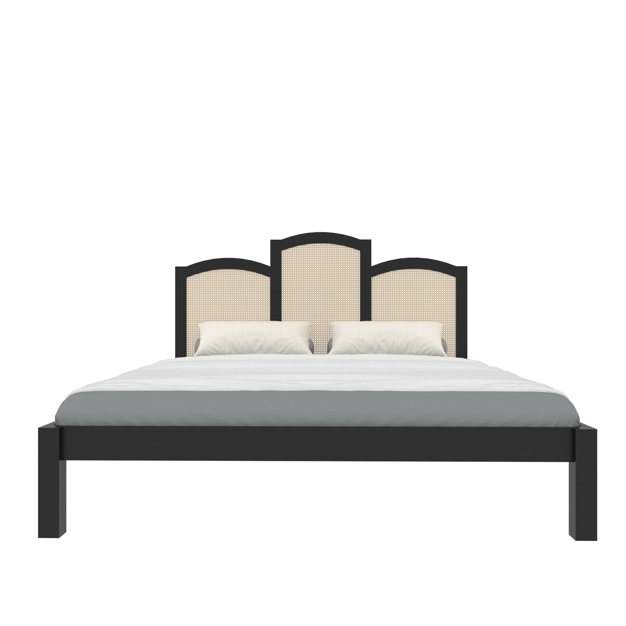 Triple-Arch Cane Panel Bed with Elegant Design Bed