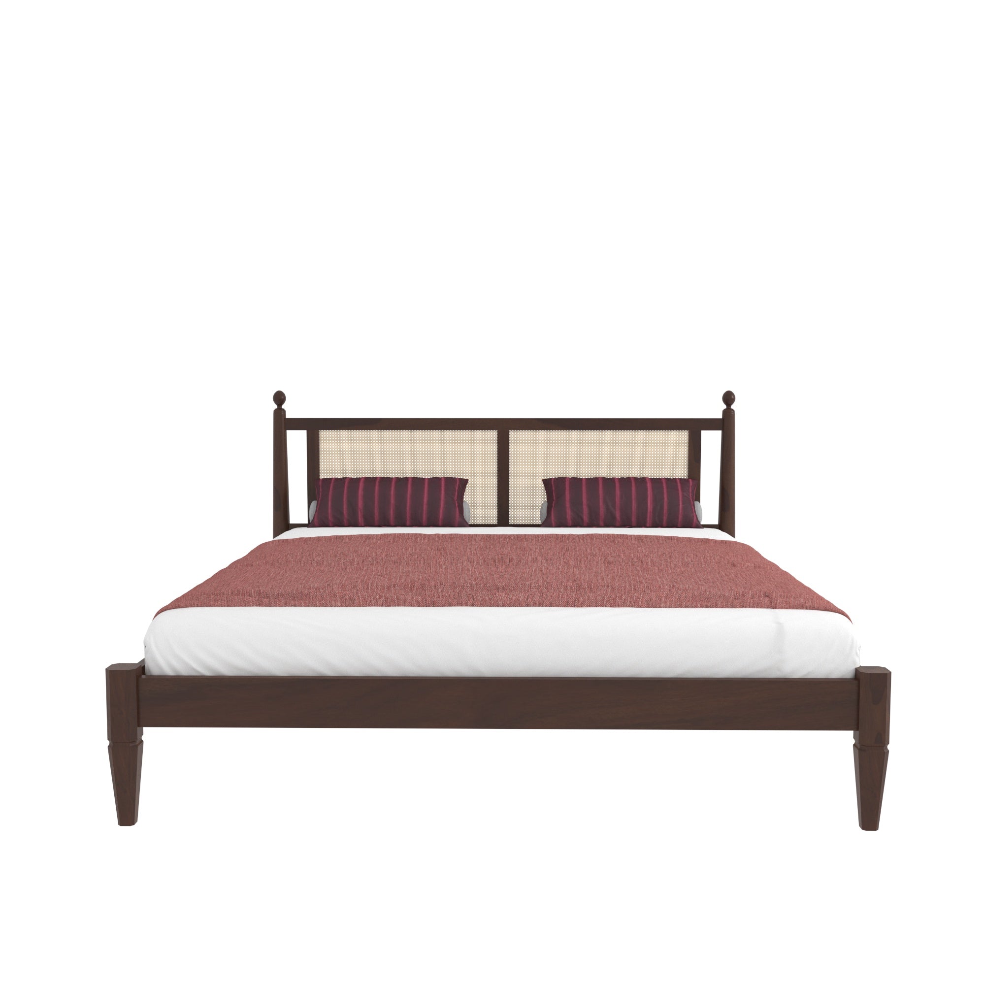 Cane Panel Bed with Decorative Finials Bed