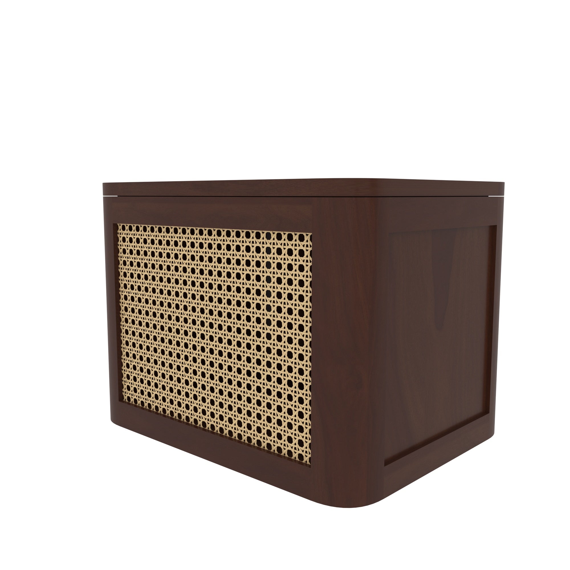 Brown Cane Storage Box - Wooden Storage Container with Natural Rattan Webbing Wooden Box