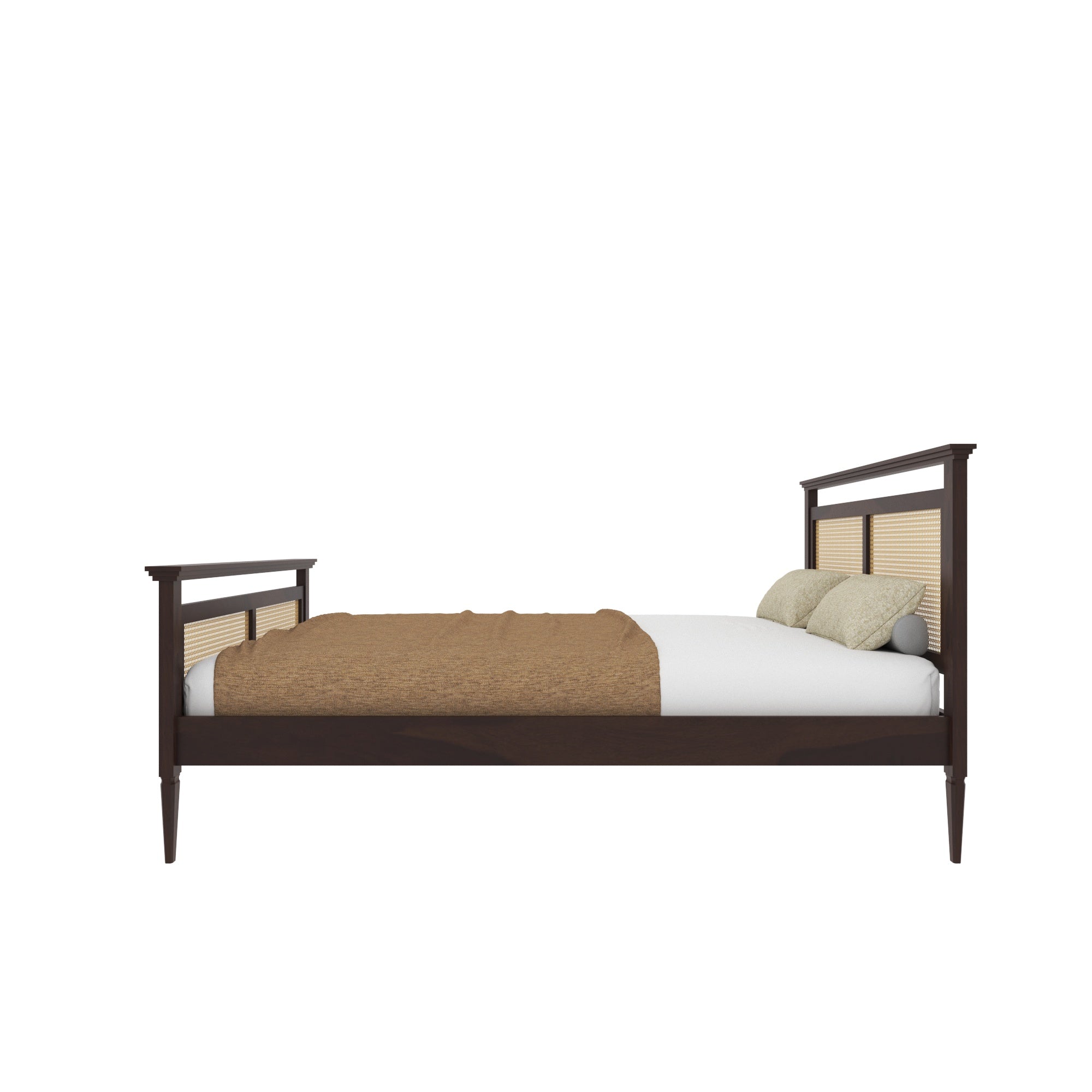 Dual Cane Panel Bed with Horizontal Top Rail Bed