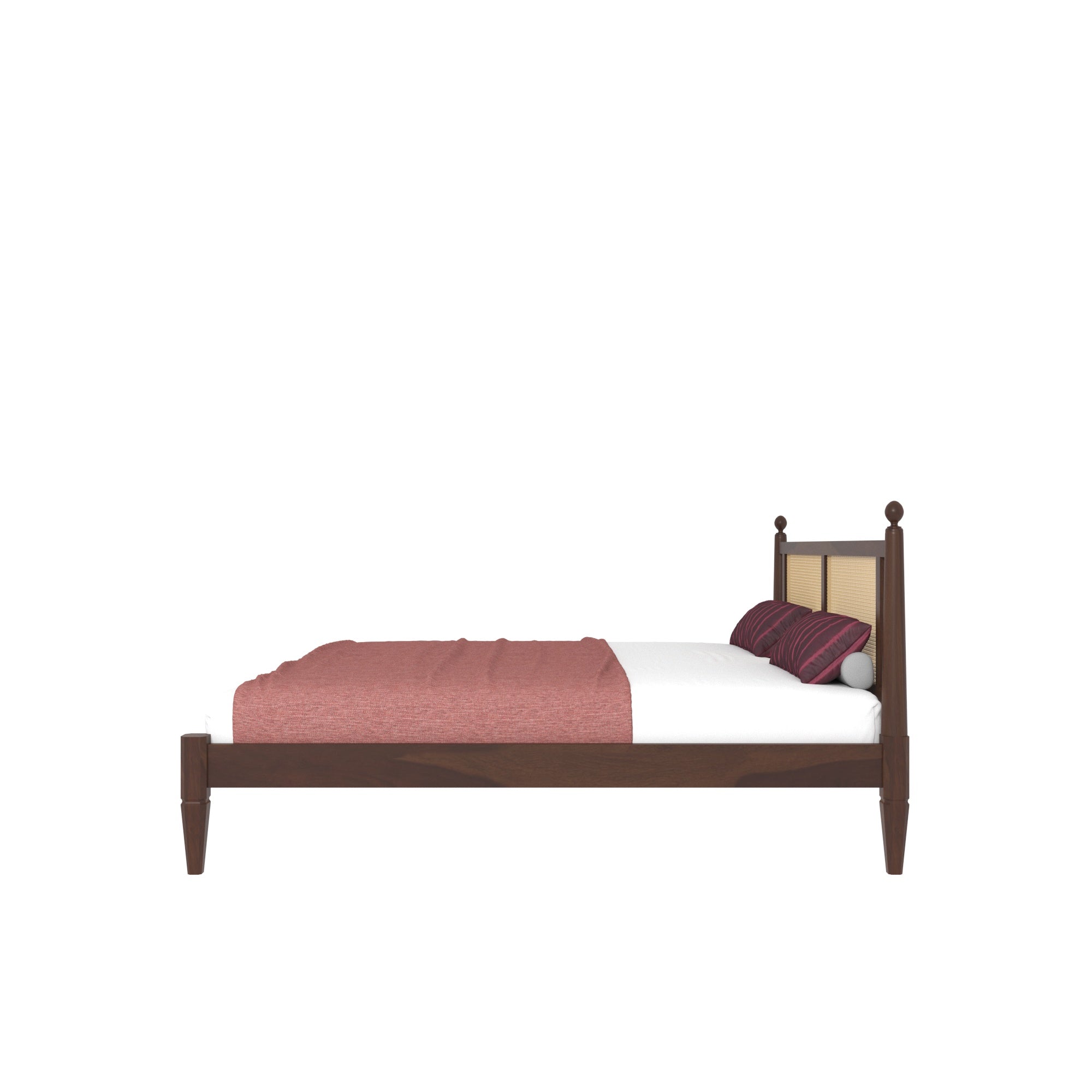 Cane Panel Bed with Decorative Finials Bed