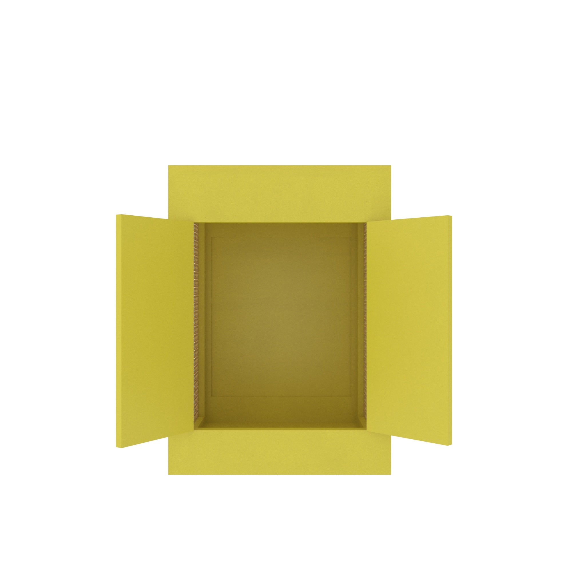 Yellow Cane Cabinet - Modern Storage with Natural Rattan Webbing Wooden Box