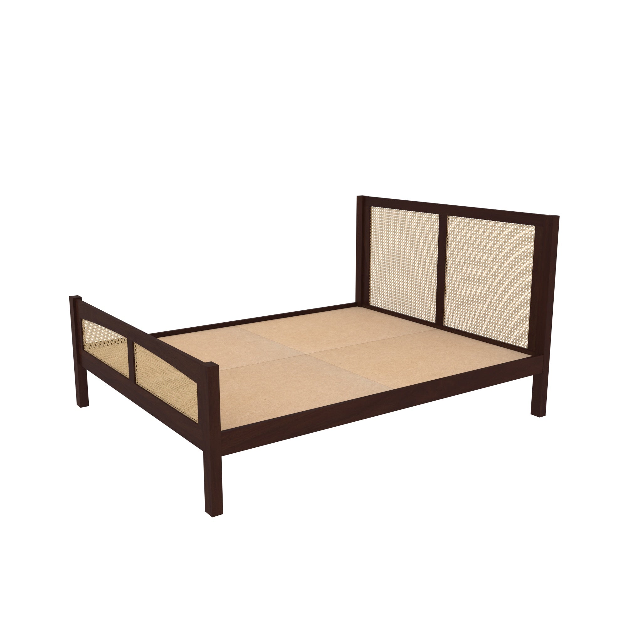 Full Cane Panel Bed with Contemporary Frame Bed