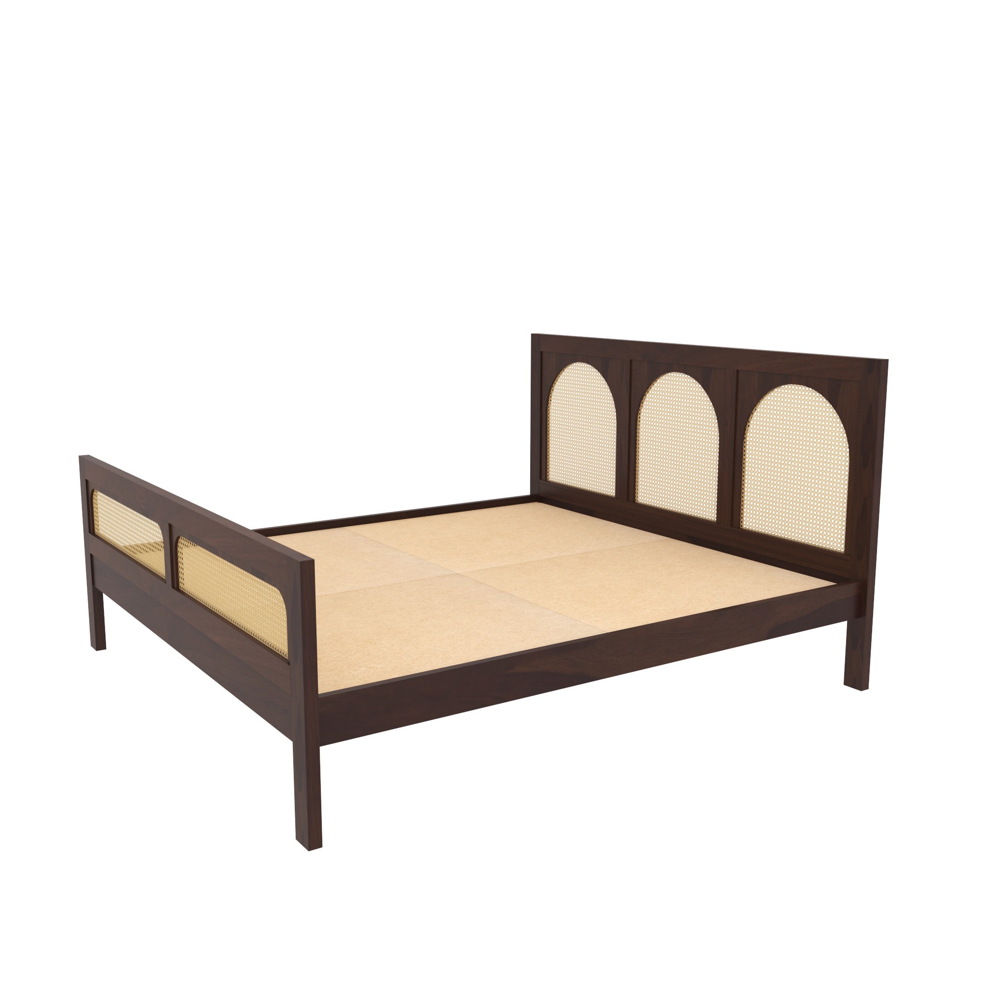 Triple-Arch Cane Panel Bed with Heritage Design Bed