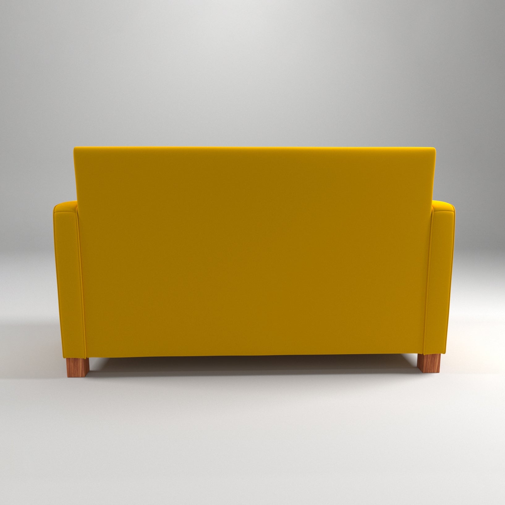 Double Seater Yellow Upholstered Sofa with 2 Cushions Sofa