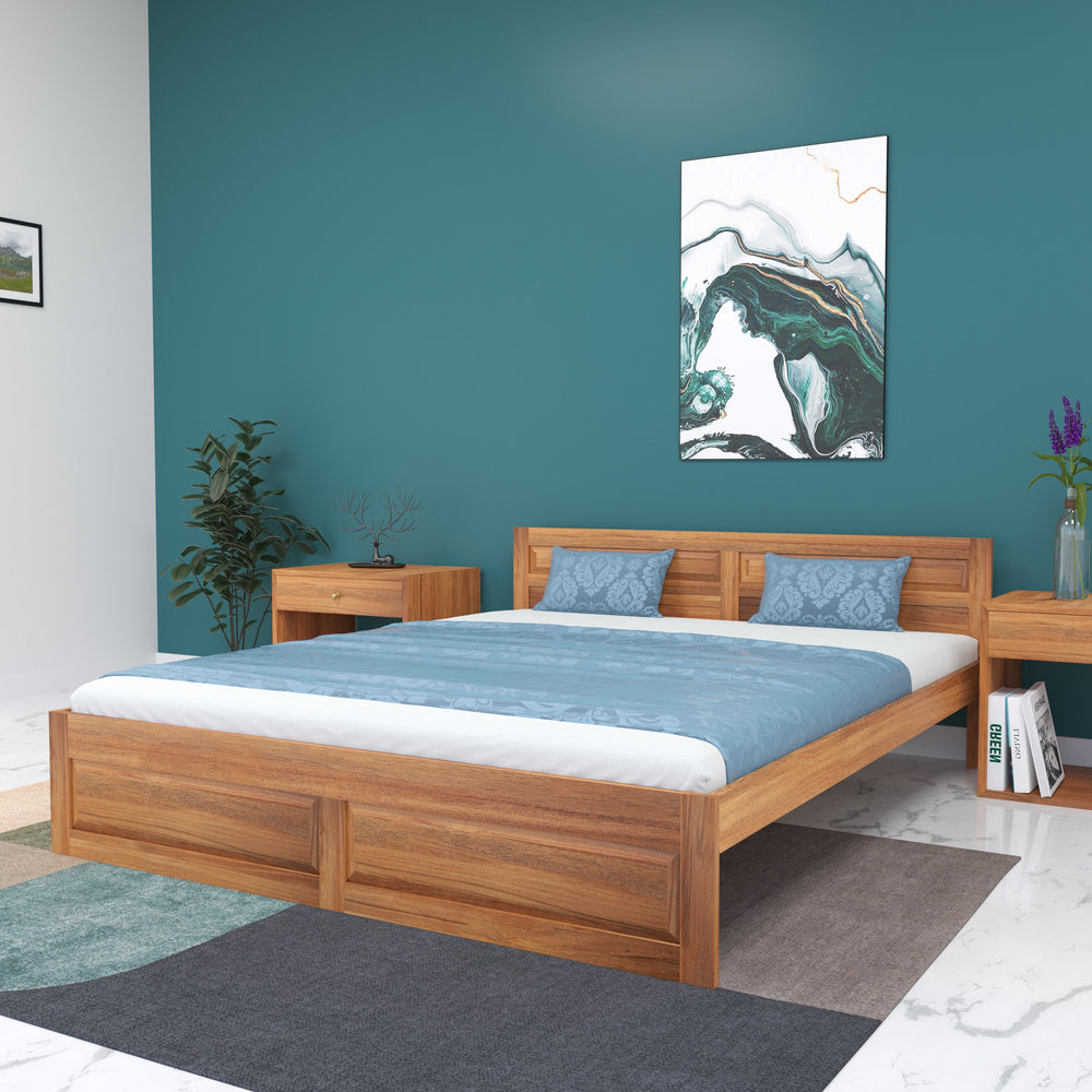 Serene Teal Accent Bedroom with Pastel Blue Bedding