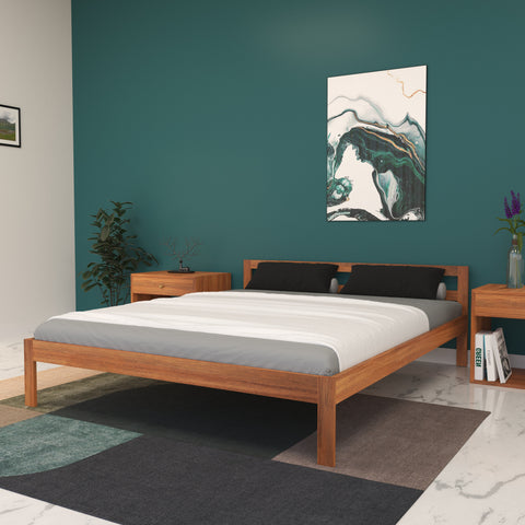 Minimalist Wooden Bed Frame with Open Headboard – Contemporary Design