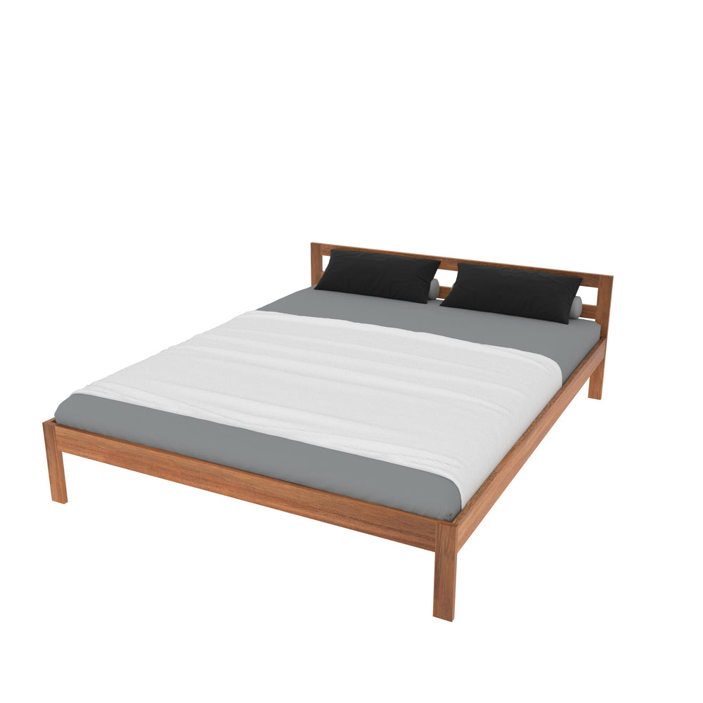 Minimalist Wooden Bed Frame with Open Headboard – Contemporary Design