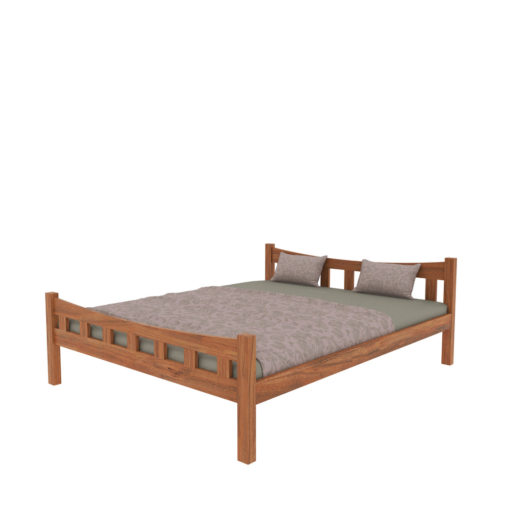 Contemporary Rustic Bedroom: Teal Accent Wall & Wooden Platform Bed