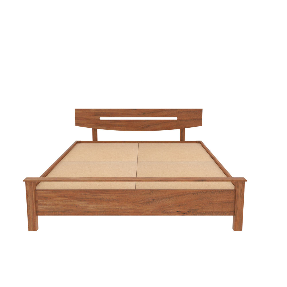 Contemporary Rustic Bedroom: Wood Slat Accent & Mustard Bedding