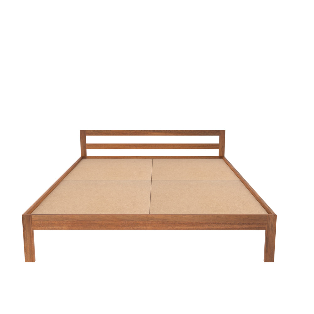 Minimalist Wooden Bed Frame with Open Headboard – Contemporary Design