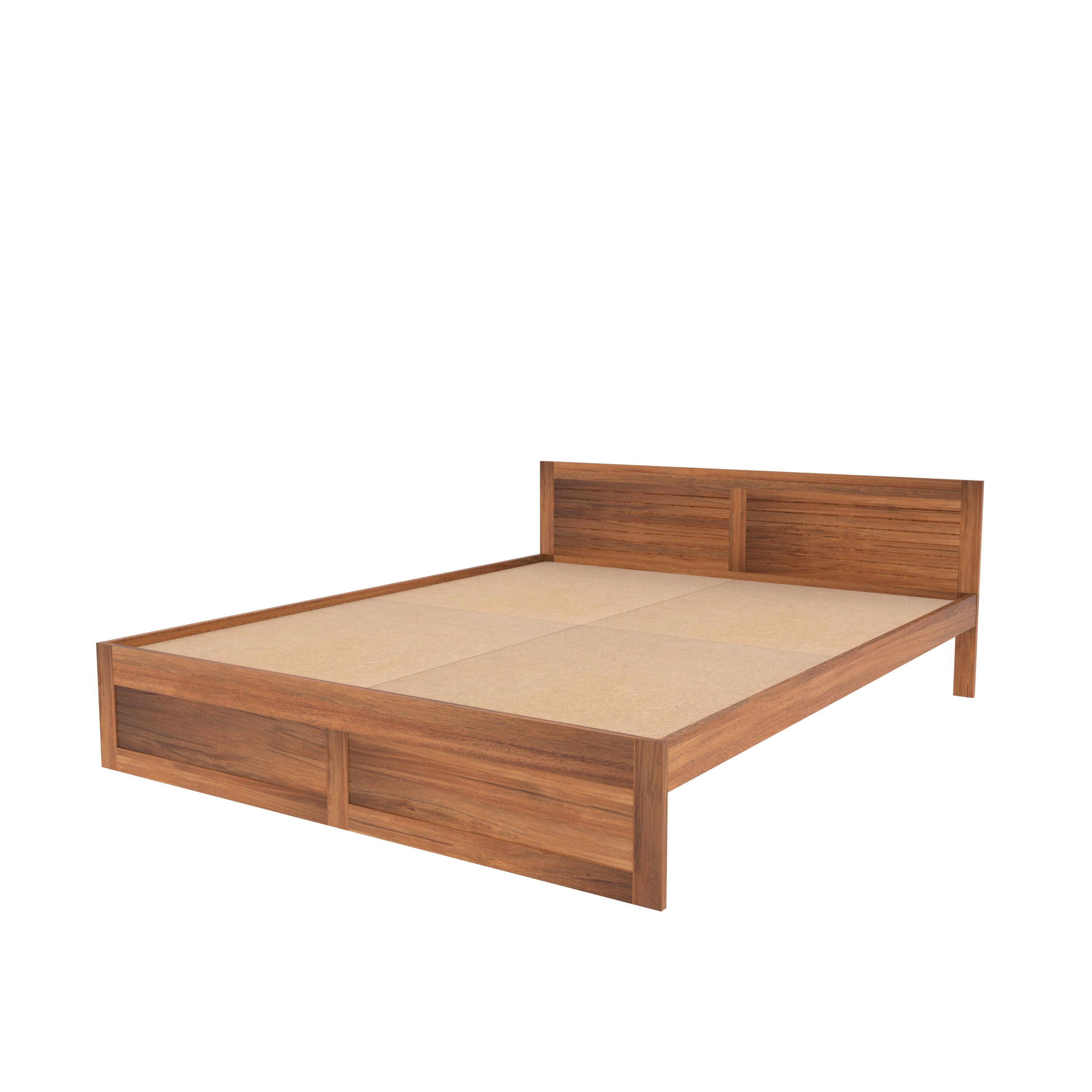 Contemporary Wooden Double Bed with Headboard – Isolated View bed