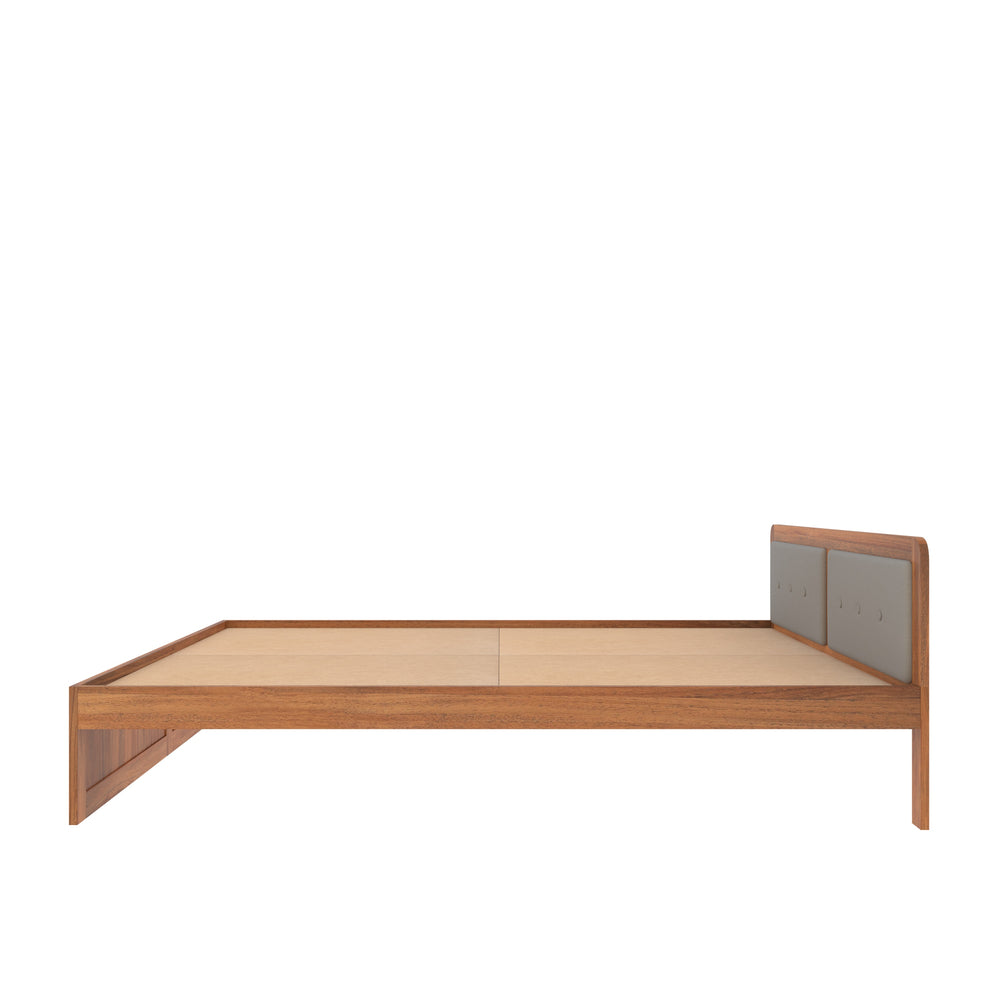 Modern Wooden Bed with Upholstered Headboard – Isolated Product View