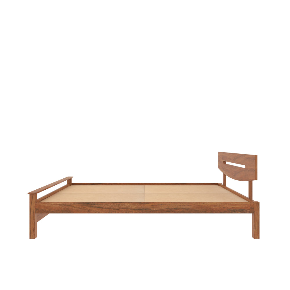 Contemporary Rustic Bedroom: Wood Slat Accent & Mustard Bedding