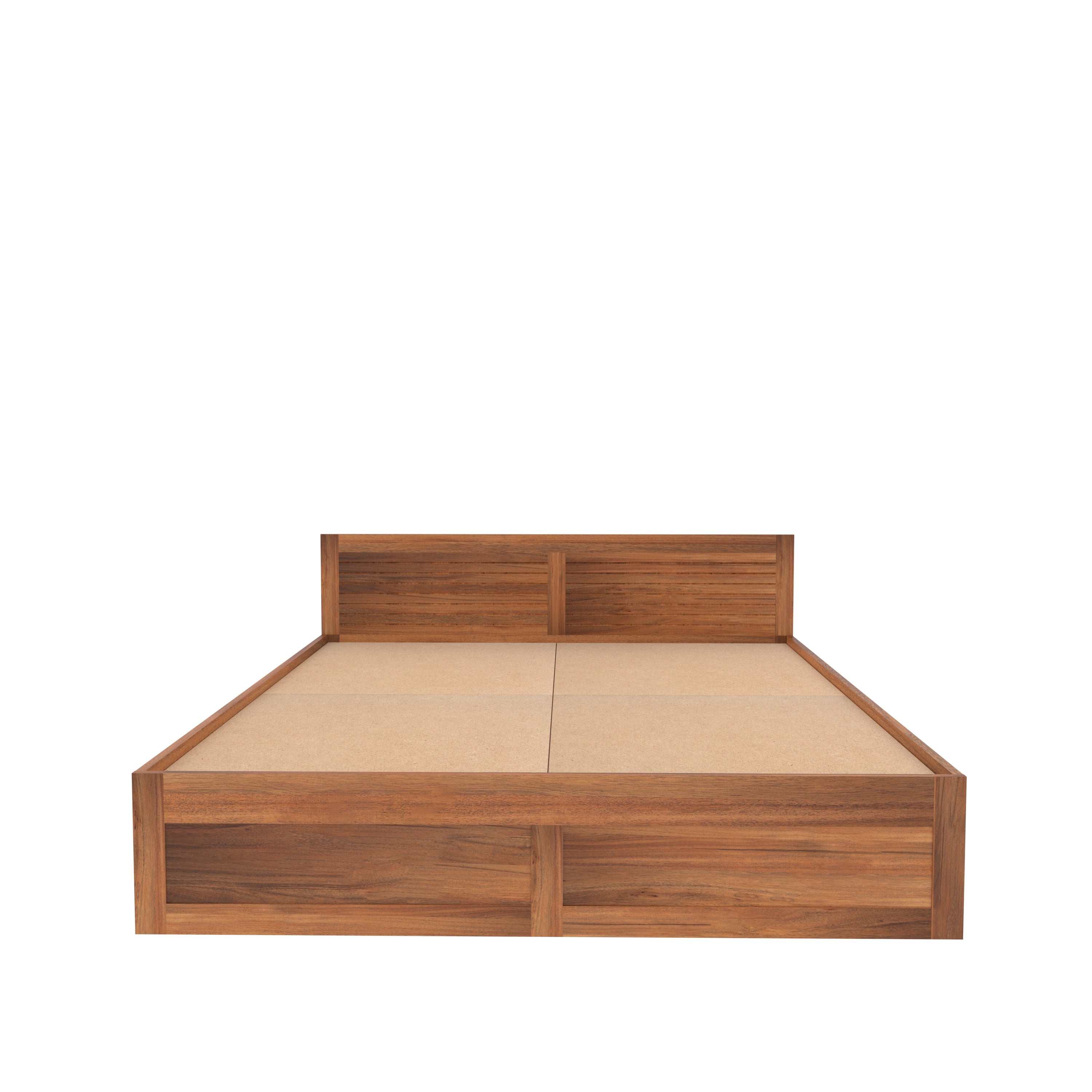 Contemporary Wooden Double Bed with Headboard – Isolated View bed
