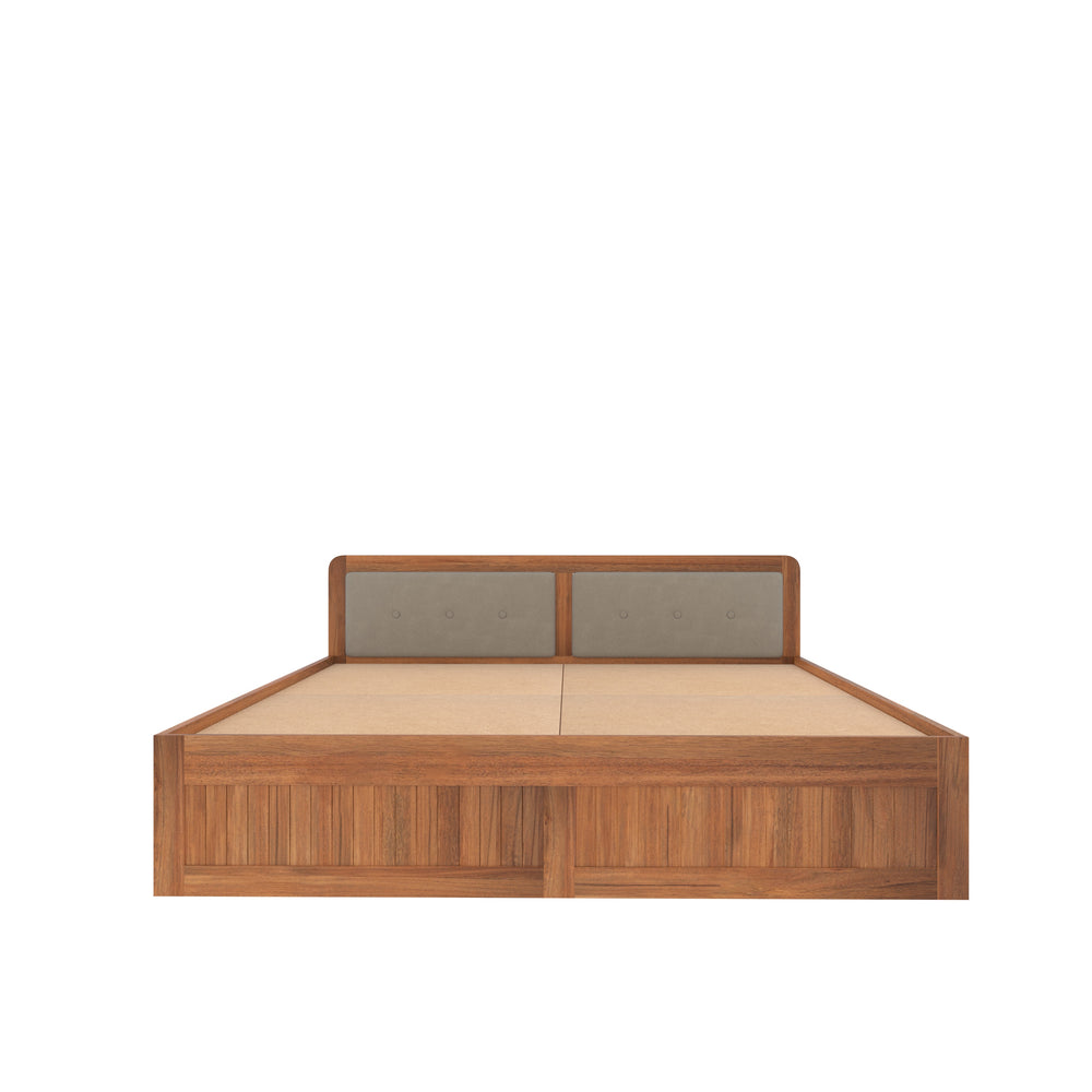 Modern Wooden Bed with Upholstered Headboard – Isolated Product View
