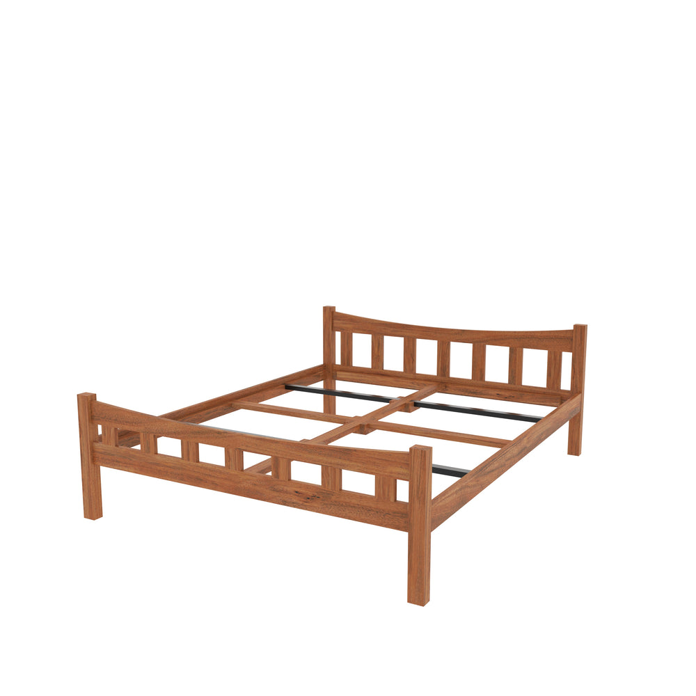 Contemporary Rustic Bedroom: Teal Accent Wall & Wooden Platform Bed
