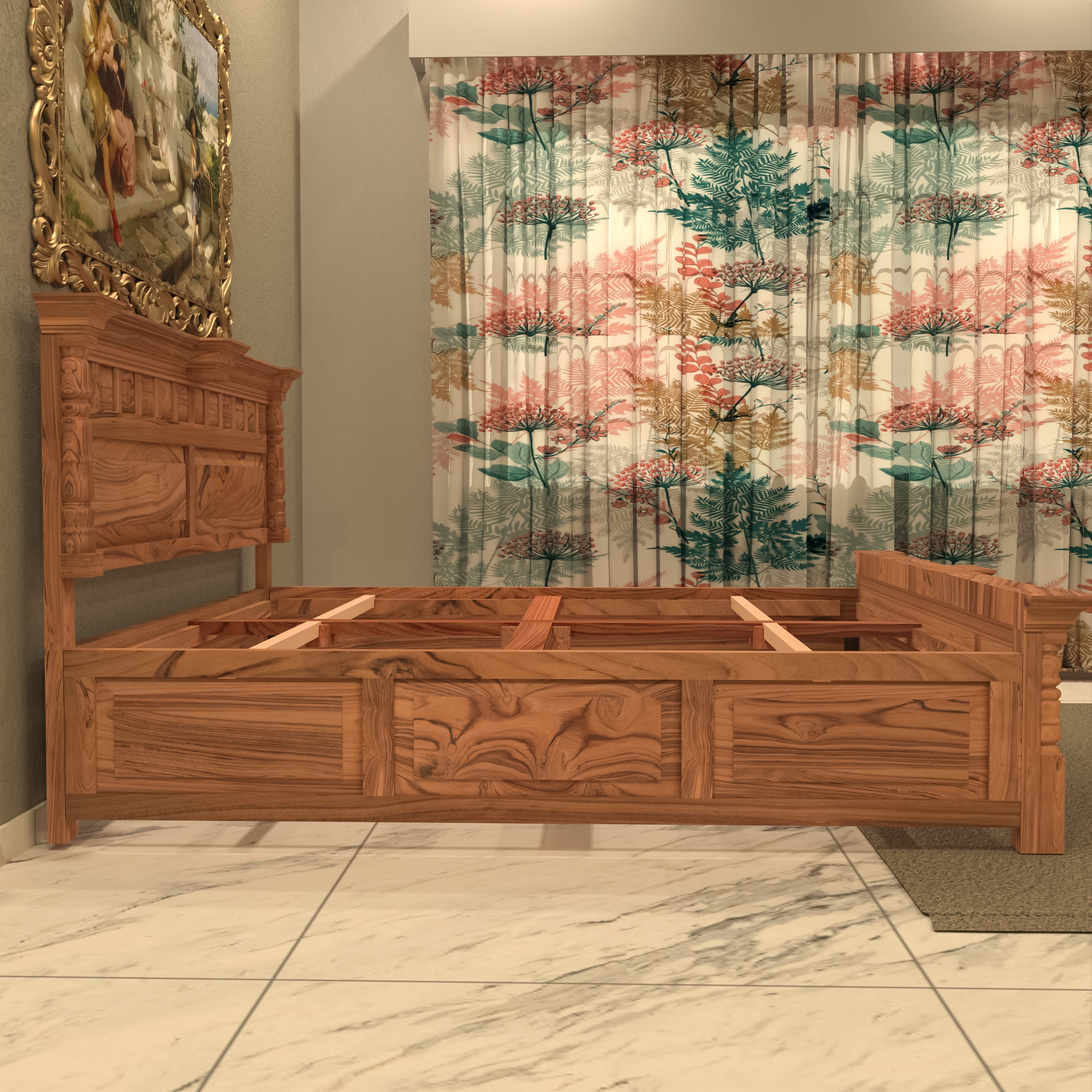 Brick concept wood storage bed Bed