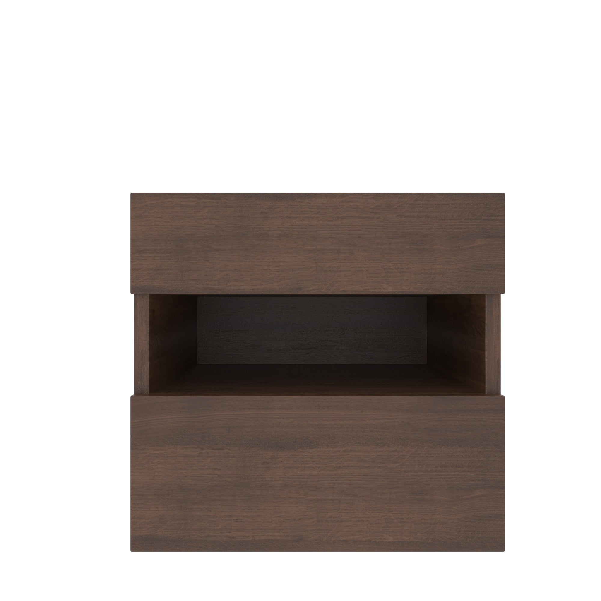 Modern Walnut-Finish Bedside Table with Open Storage Bedside
