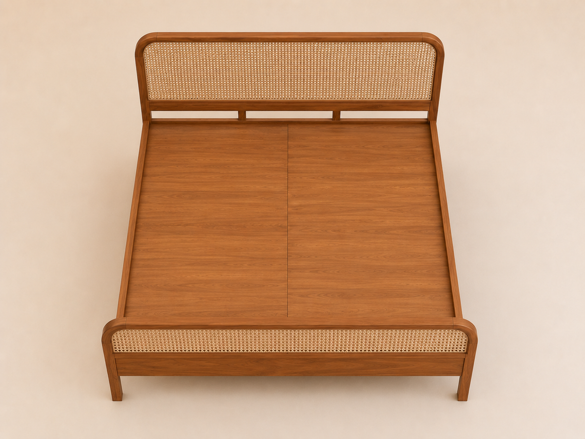 Elegant Cane Panel king size Bed Bed