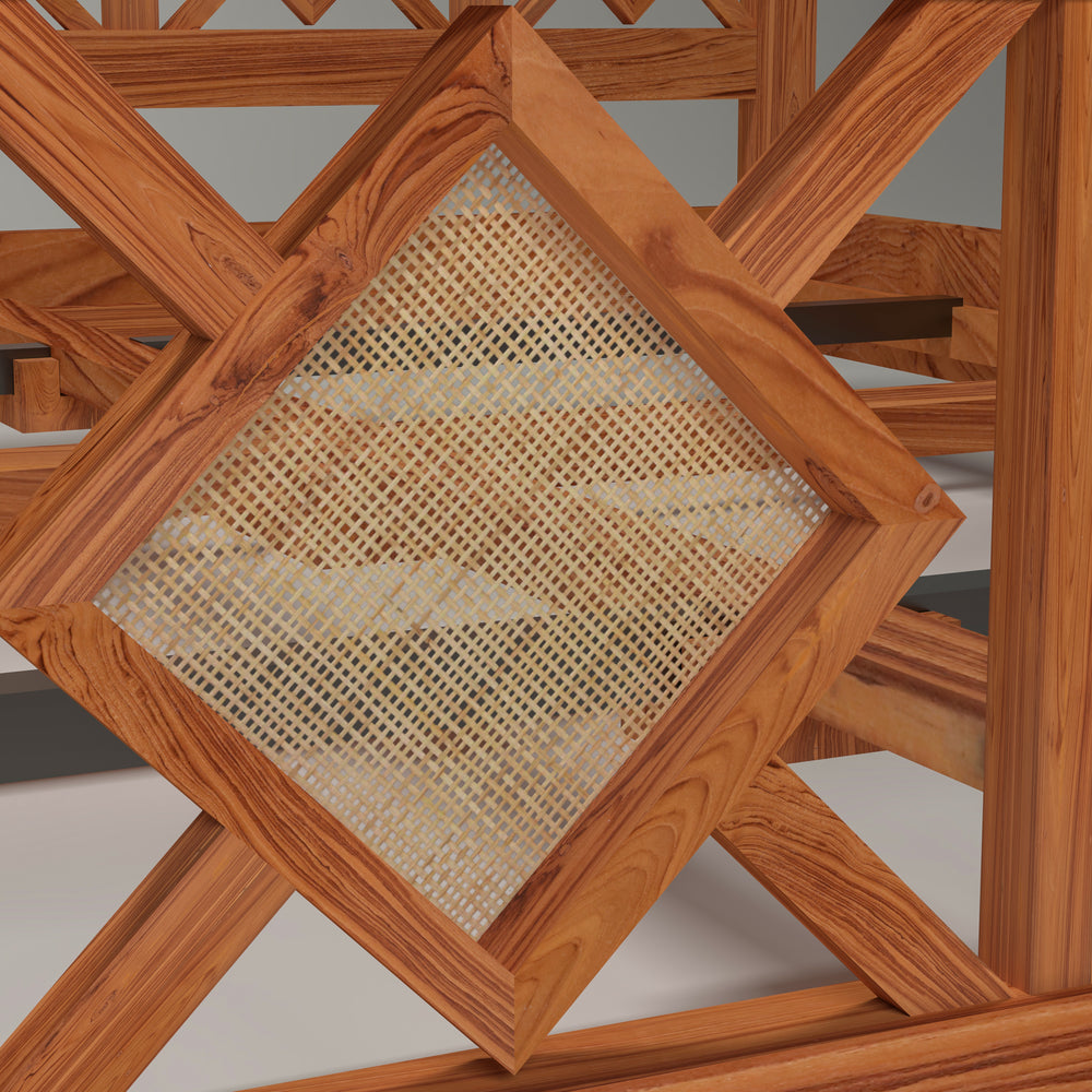 Solid wood Cane Diamond shape Bed
