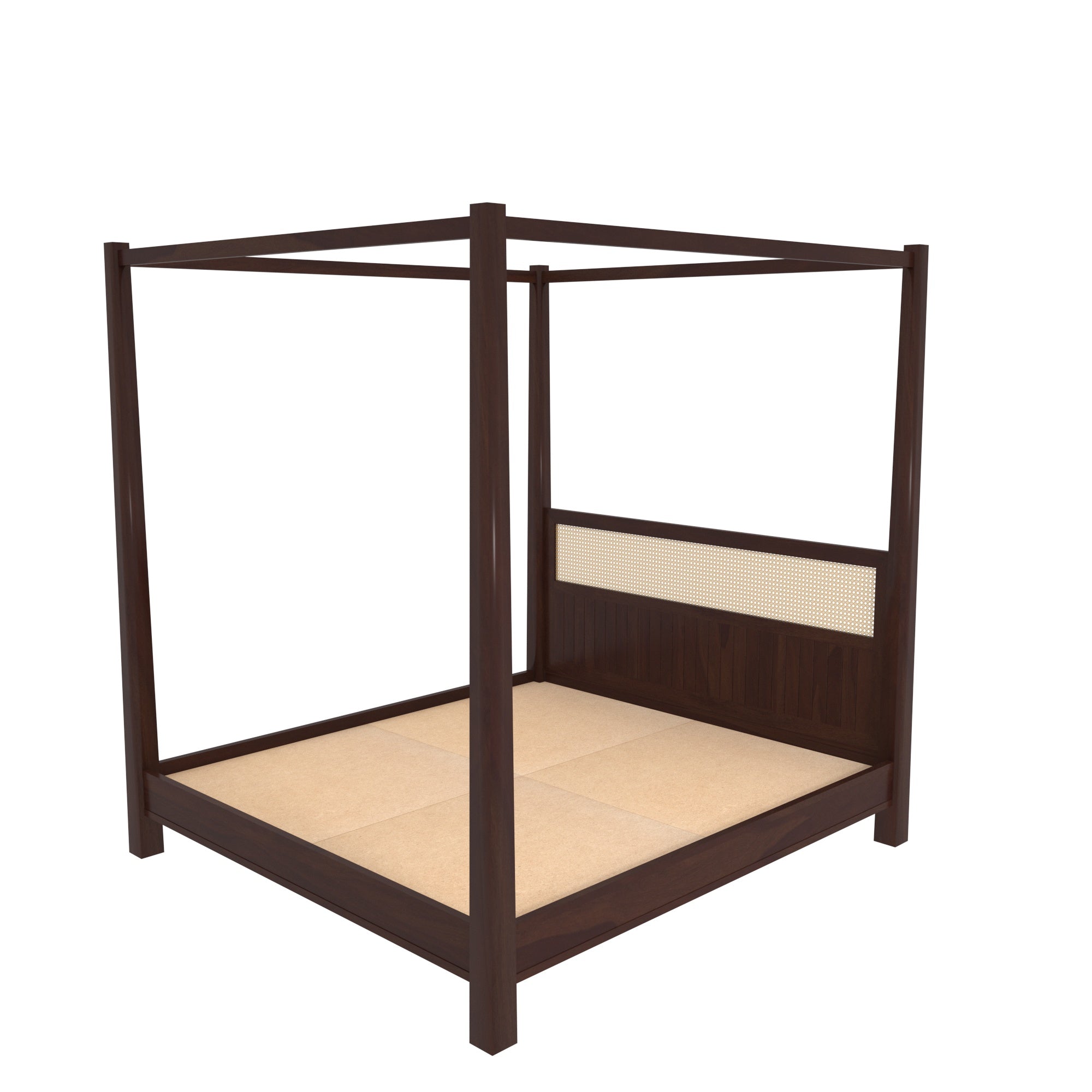 Four-Poster Canopy Bed with Cane Panel Headboard Bed