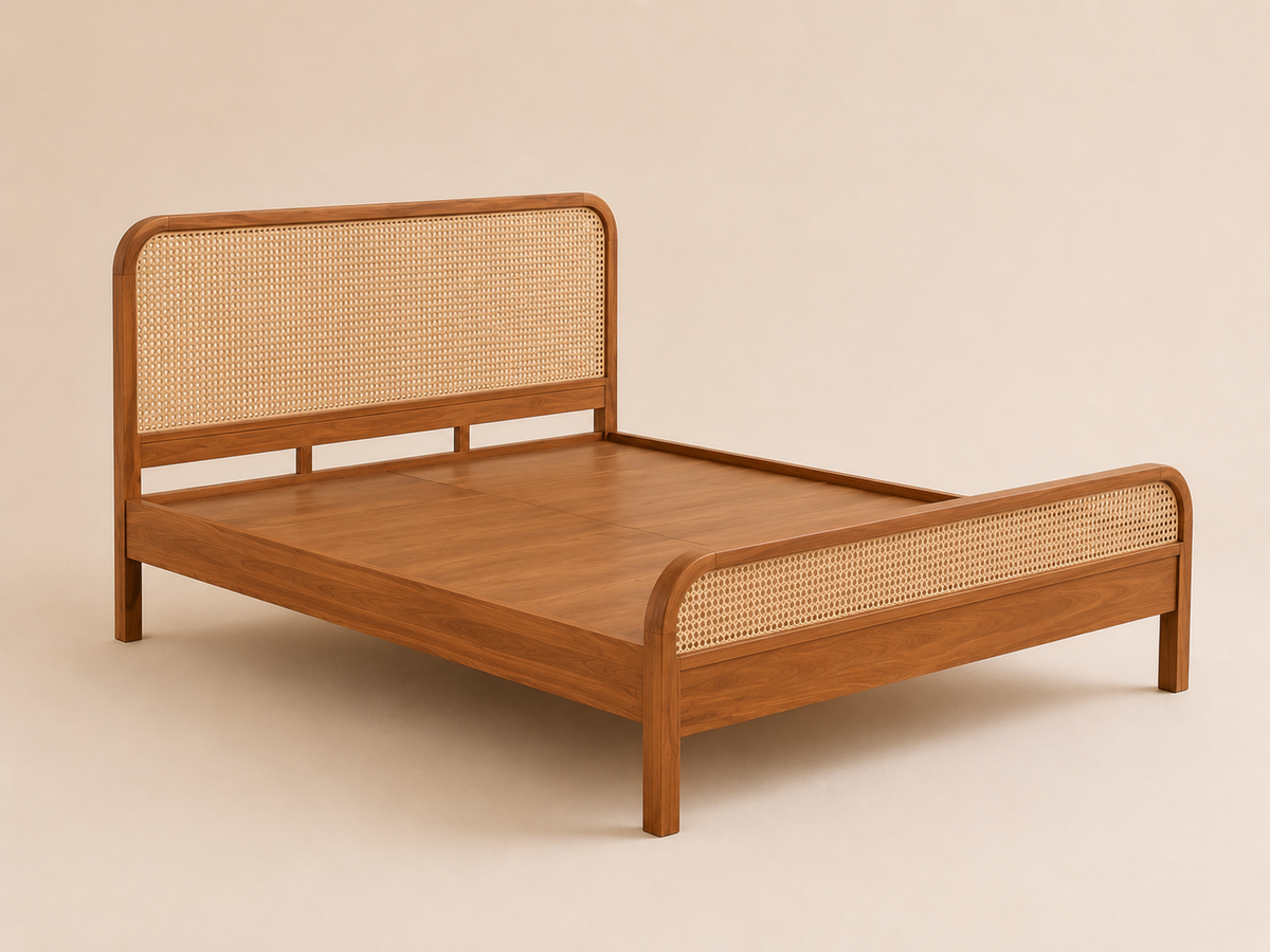 Elegant Cane Panel king size Bed Bed