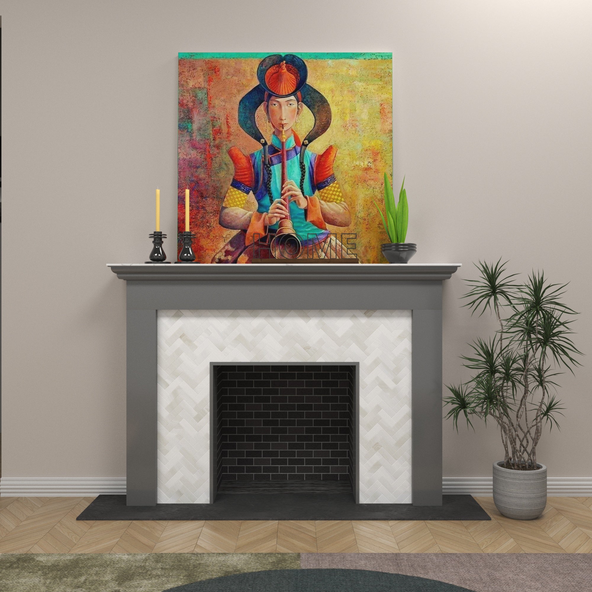 Modern Gray Fireplace Mantel - 68.5" Contemporary Fire Surround Fire Mantel
