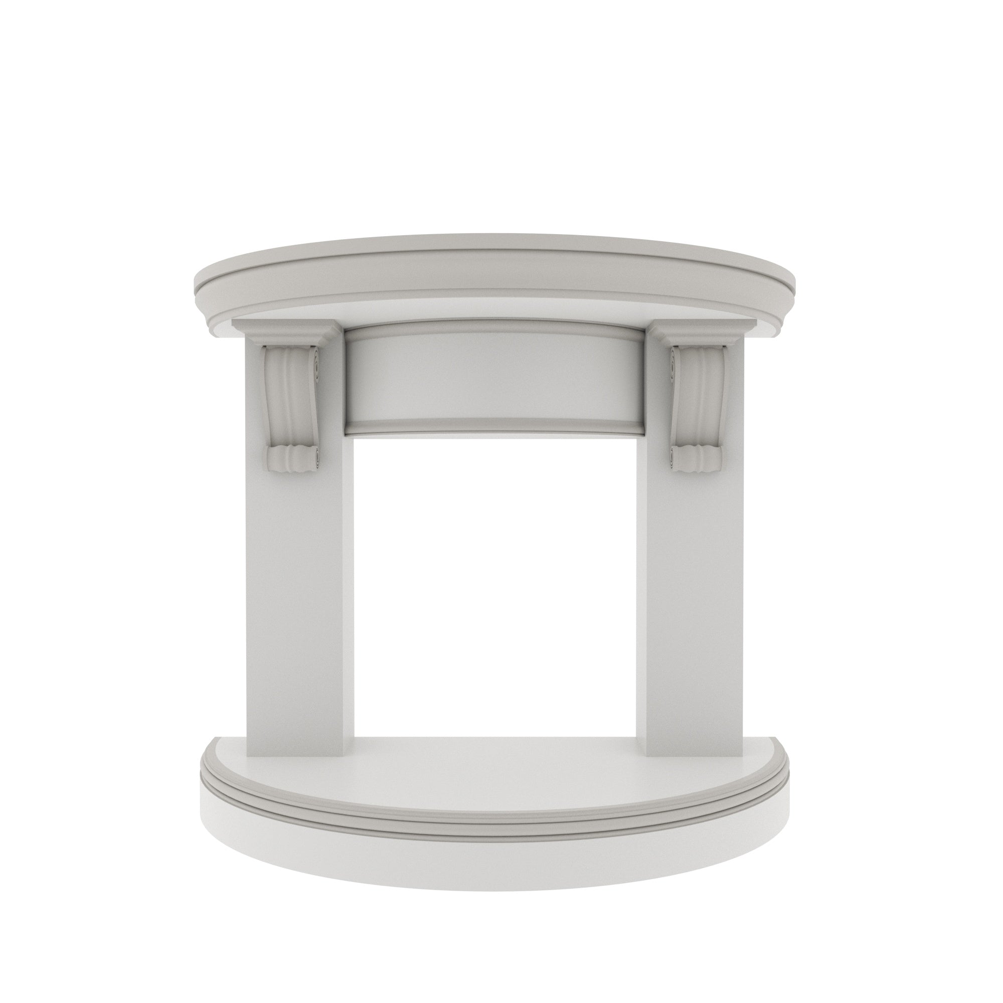 Elegant Round Fireplace Mantel with Curved Scroll Brackets Fire Mantel