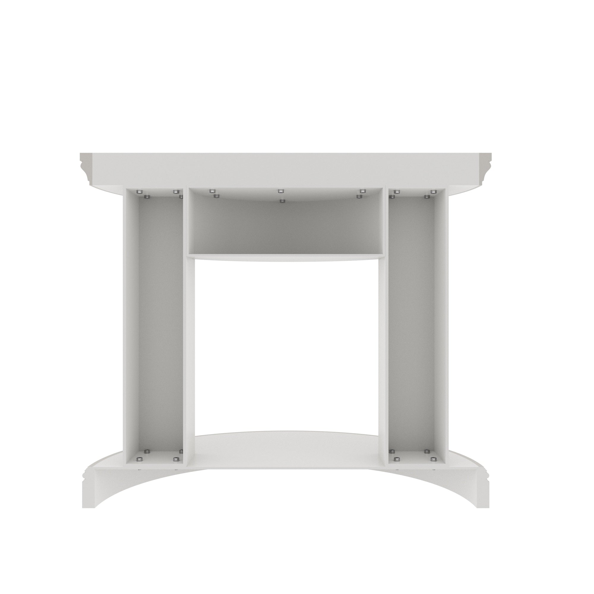 Elegant Round Fireplace Mantel with Curved Scroll Brackets Fire Mantel