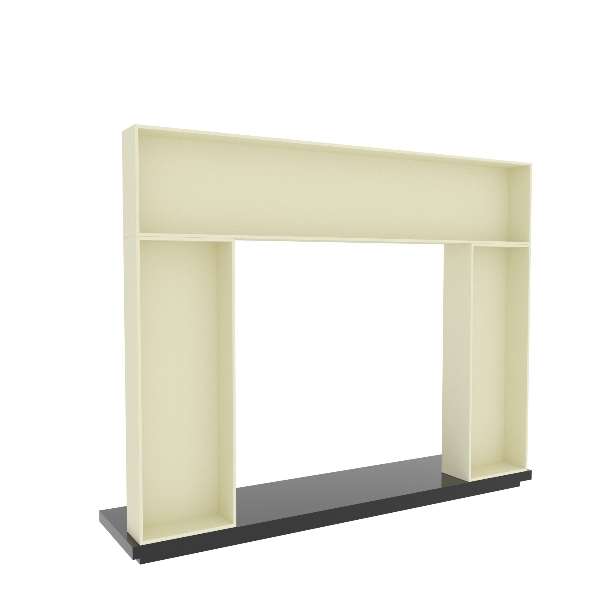 Contemporary Fireplace Mantel with Cream Finish and Black Granite Finish Base Fire Mantel