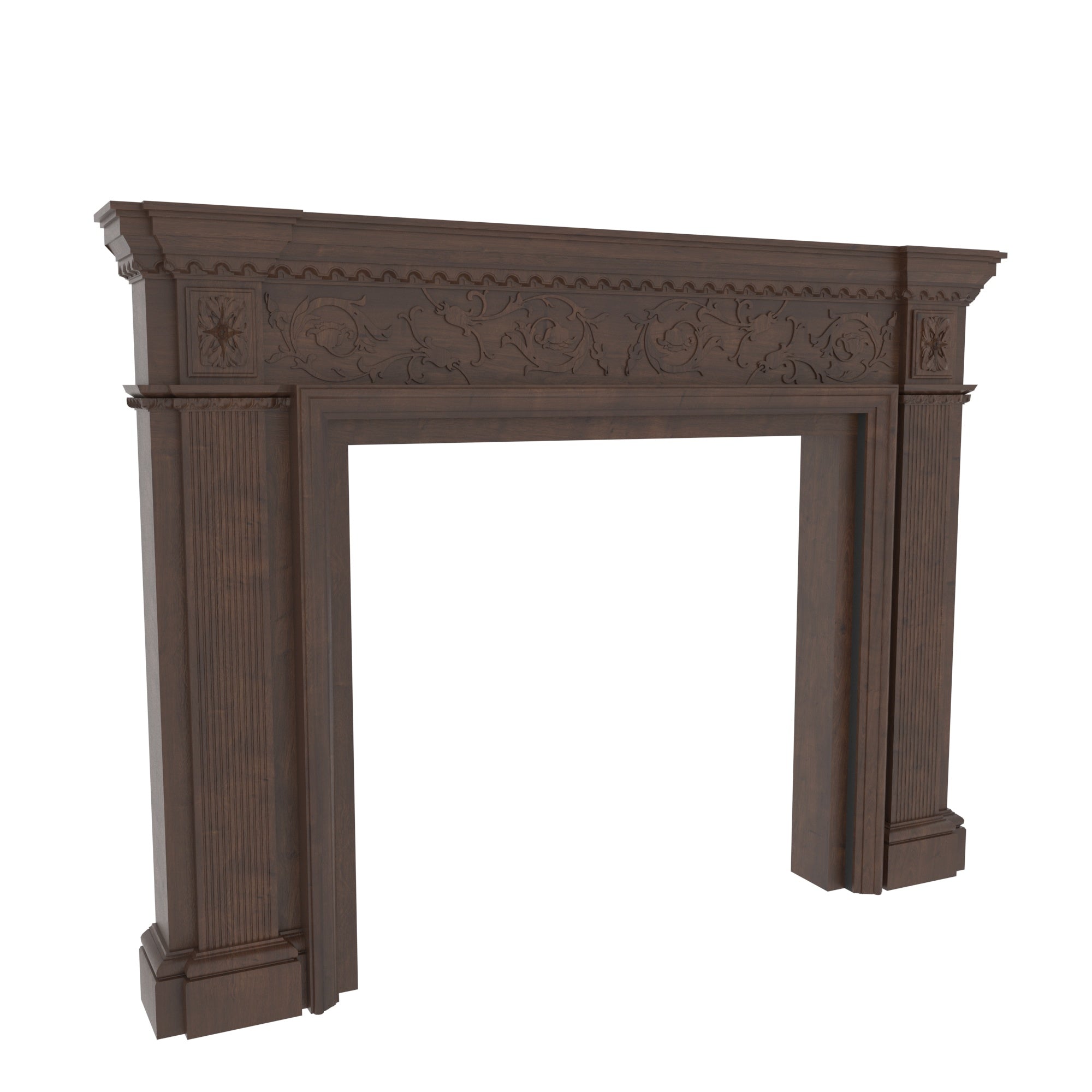 Hand-Carved Solid Wood Fireplace Mantel Unit Fire Mantel