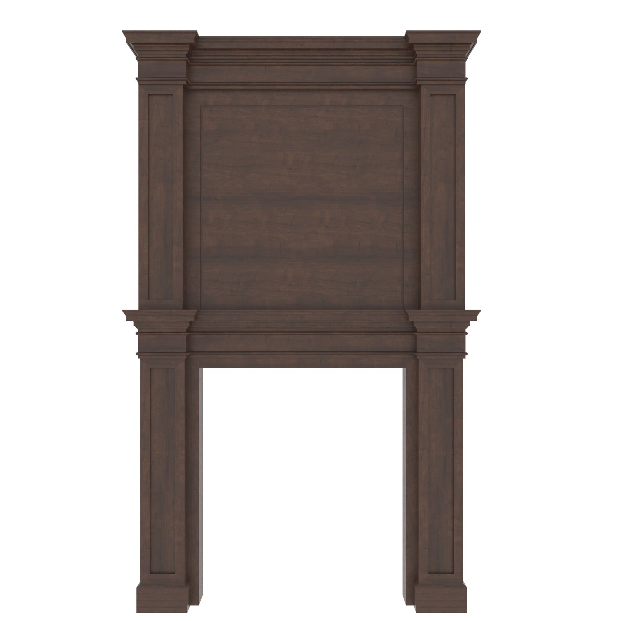 Grand Solid Wood Fireplace TV Unit with Paneled Columns Fire Mantel