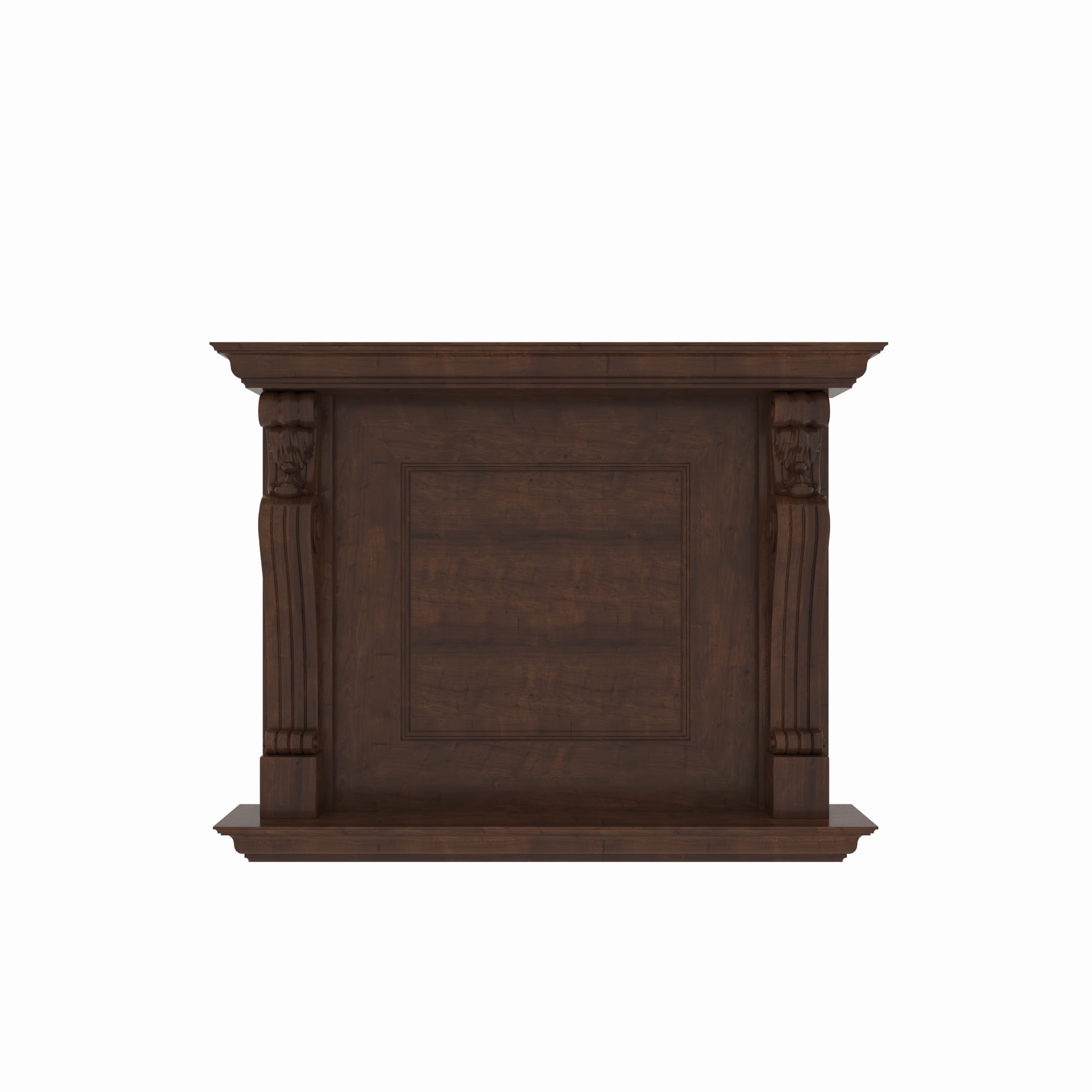 Hand-Carved Solid Wood Fireplace TV Wall Unit with Classic Mantel Shelf Fire Mantel